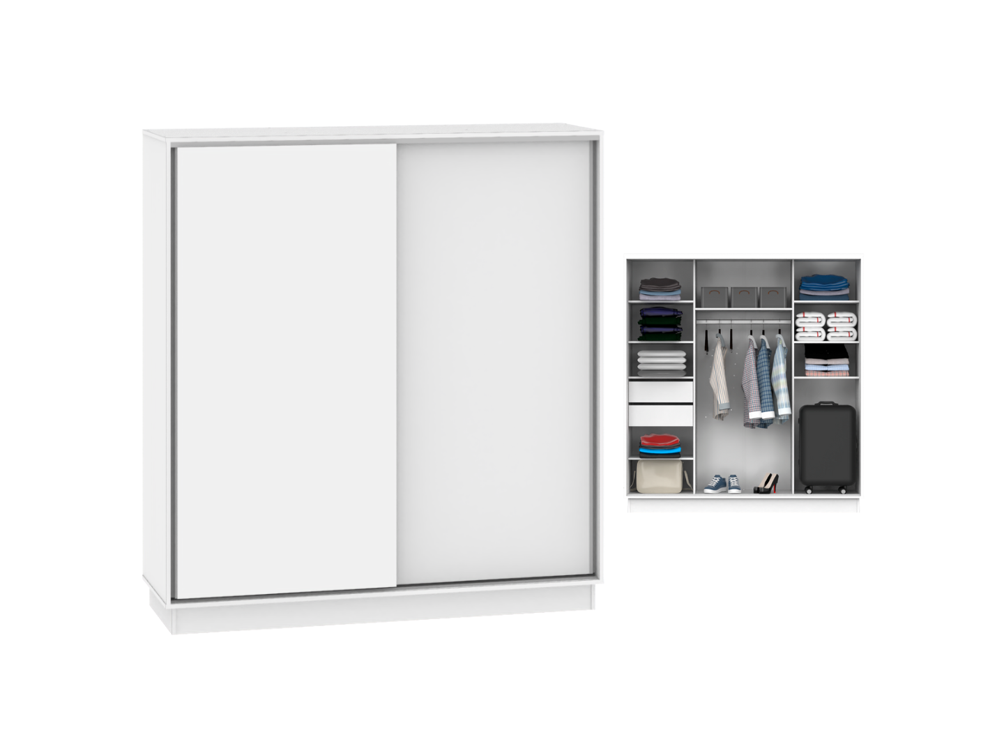 Placard 2 Puertas Corredizas 1,80 Mt De Ancho Blanco