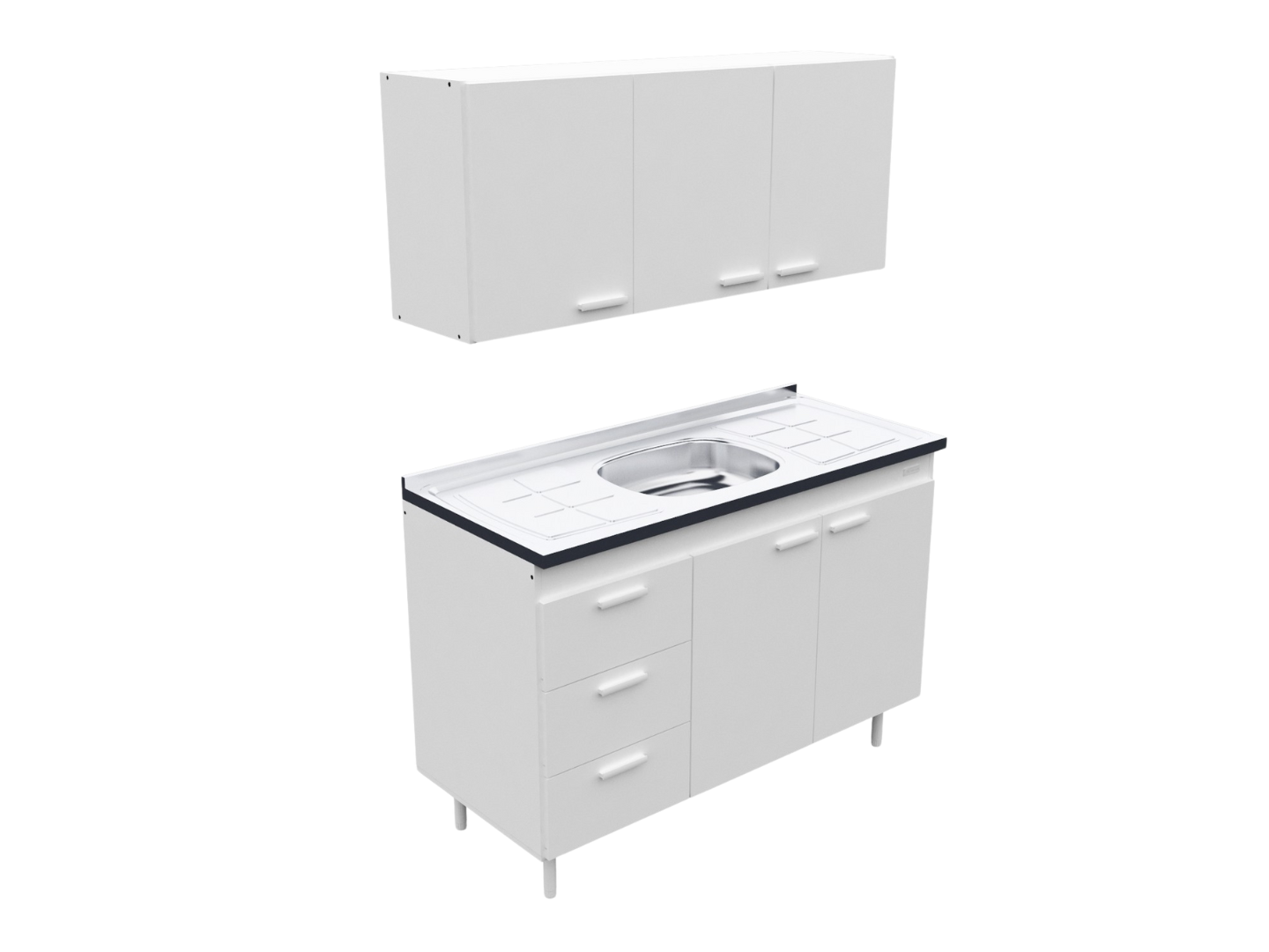 Combo 120 Mts Blanco con Bacha Central Inoxul