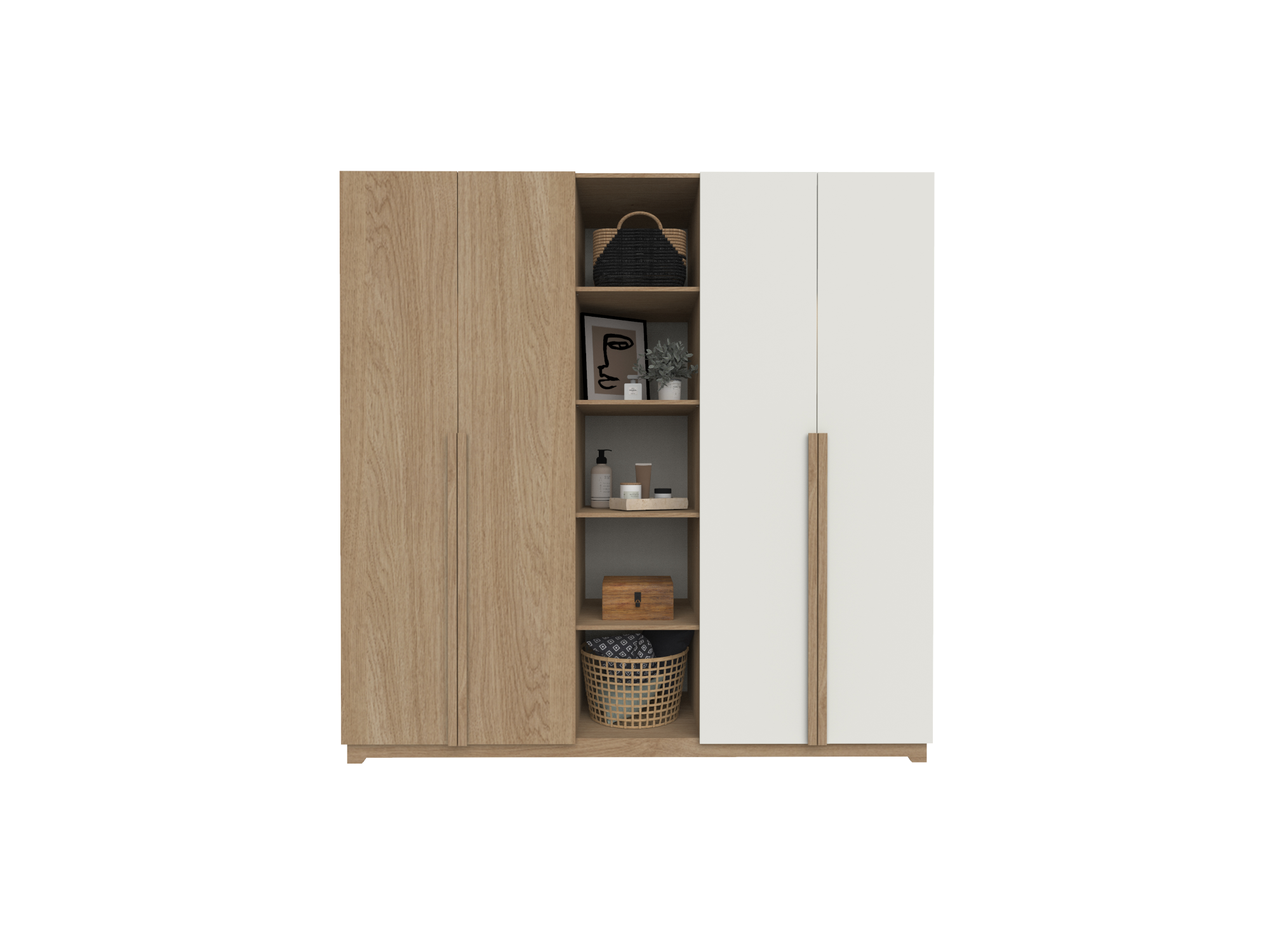 Ropero Nature 2 Mts Roble Kendal / Blanco Laca