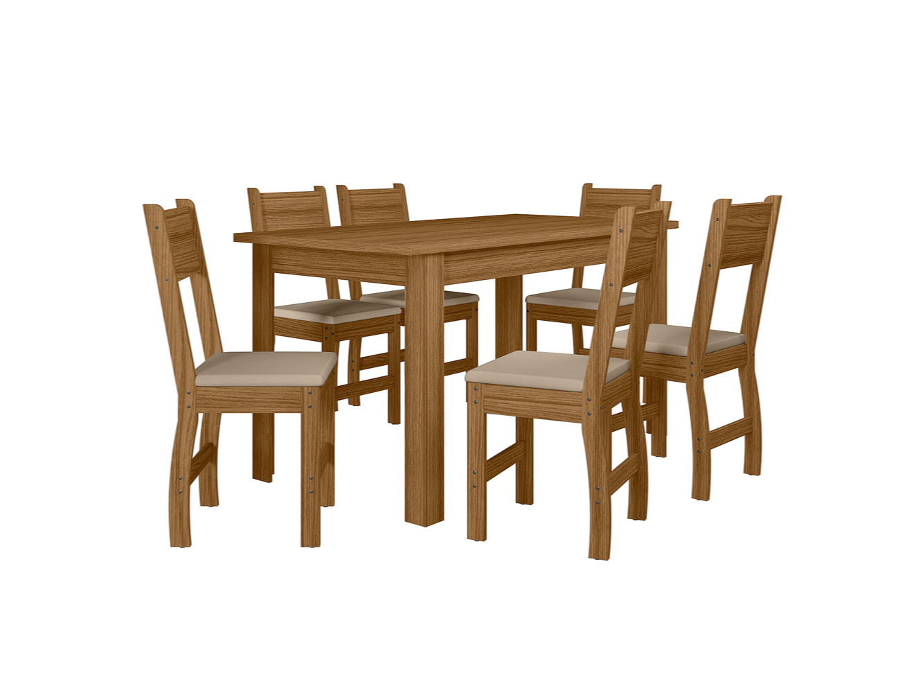 Mesa Bellagio 1.50Mts + 6 Sillas Clara (Carvalho)