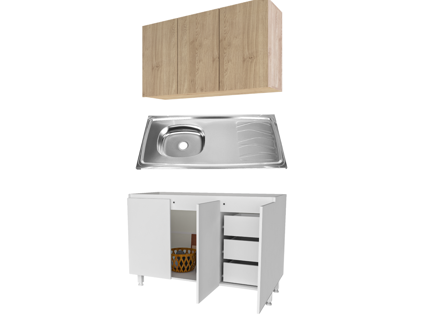 Combo Lux Bacha Lateral 1.20 Mts Blanco con Roble Kendal