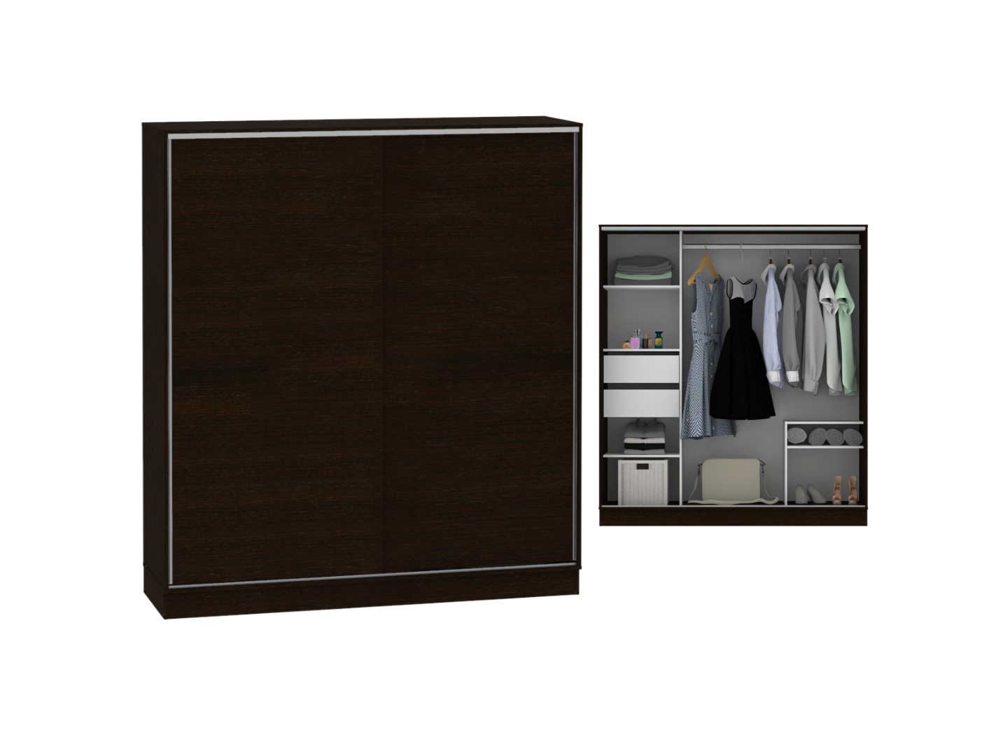 Placard 2 Puertas Corredizas 1,80 Mt Espacio Zapatos - Wengue