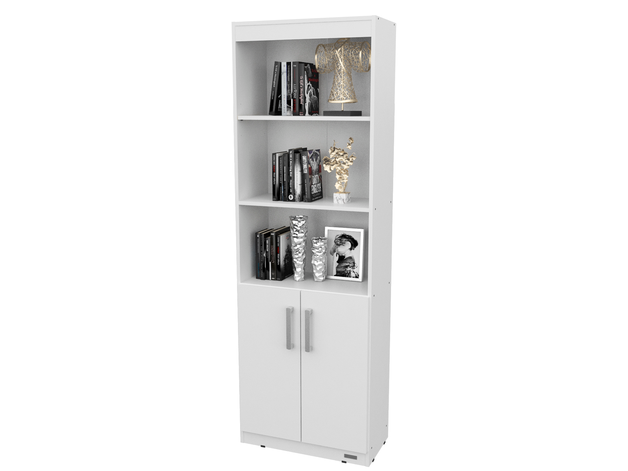 Biblioteca Con Estantes y Puertas - Blanco