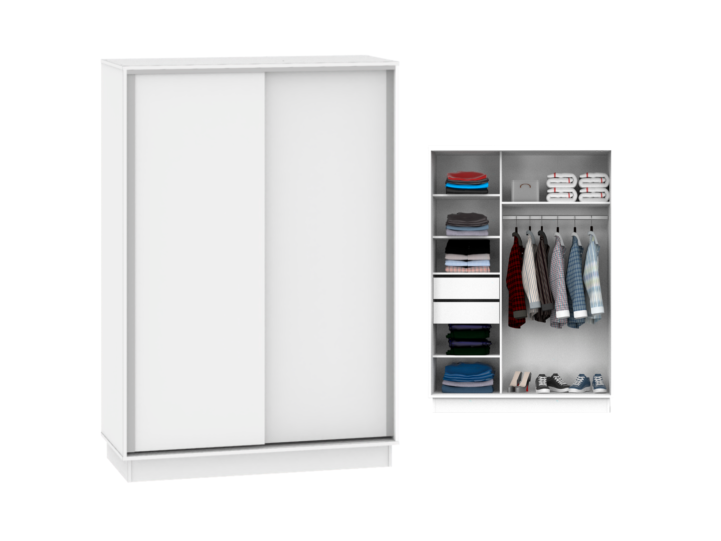 Placard 2 Puertas Corredizas 1,35 Mt De Ancho Blanco