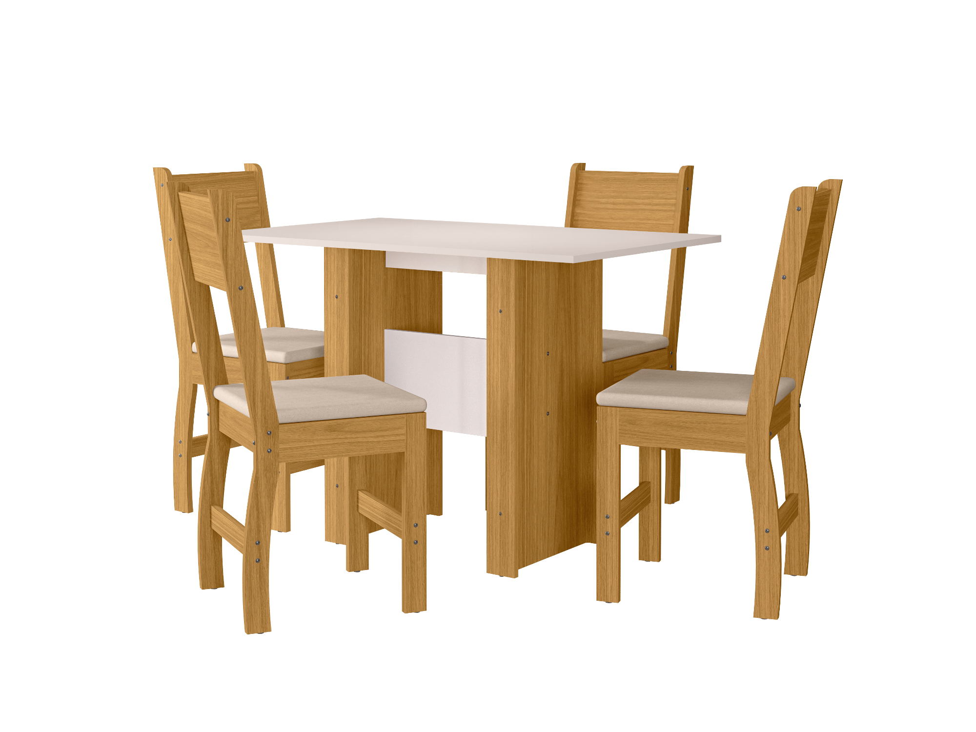 Mesa Milano 1.10Mts + 4 Sillas Milano (Freijo/Off White)