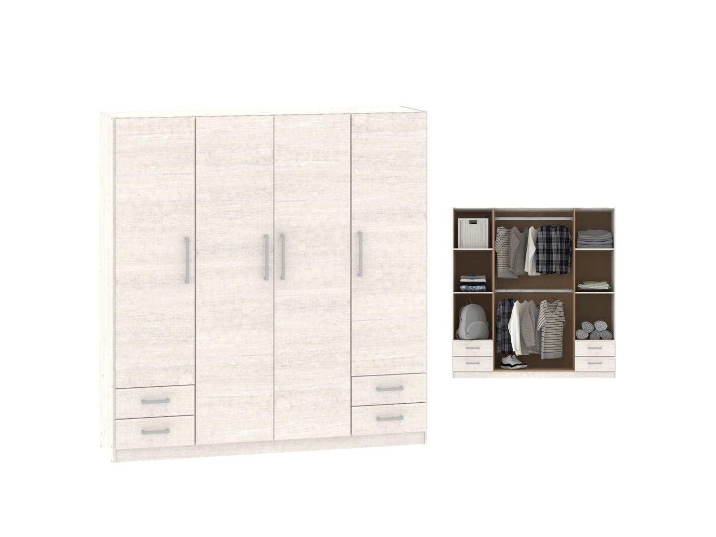 Placard 4 Ptas De Abrir, Estantes y 4 Cajones 1,73 Mt Venezia