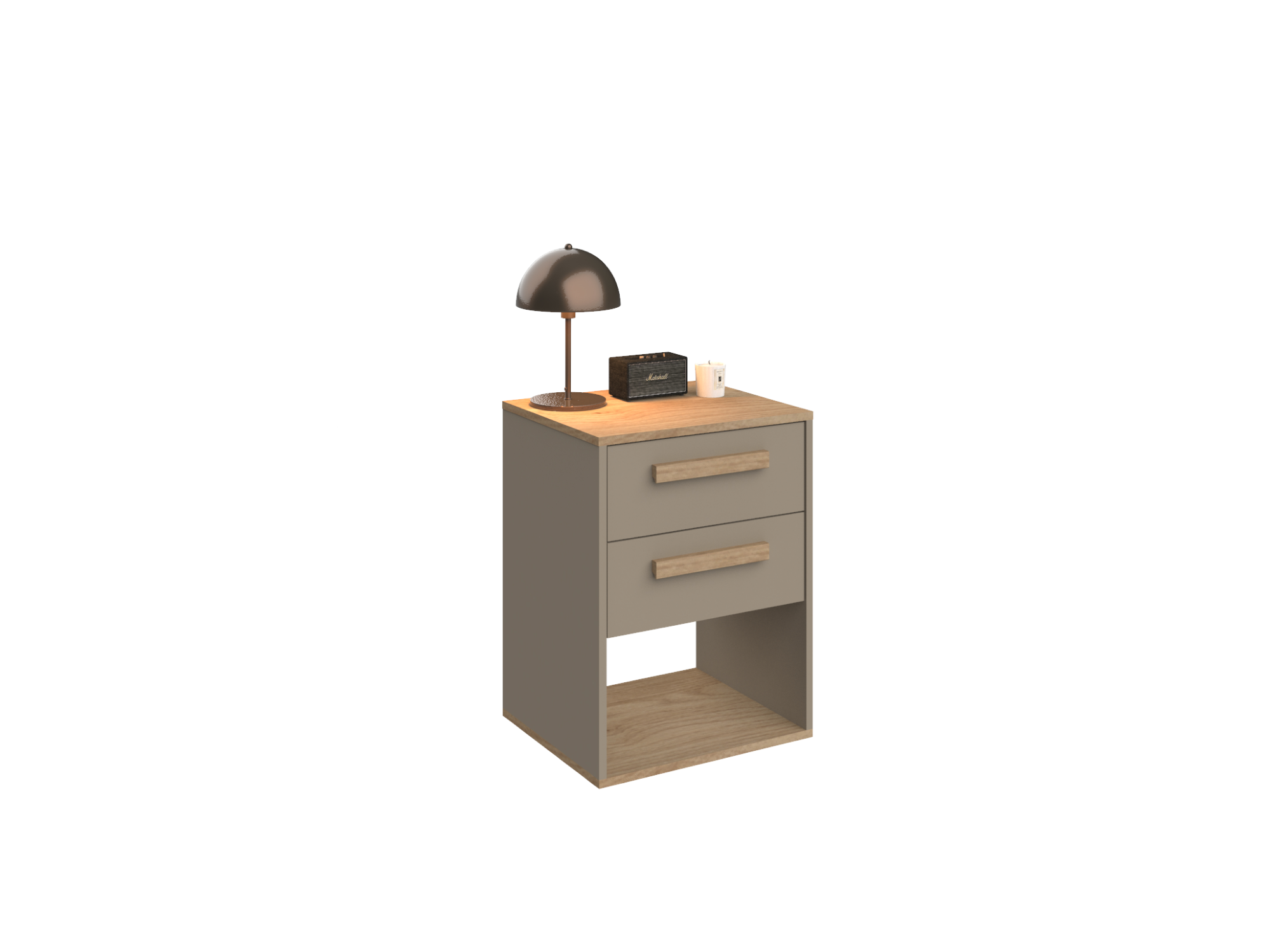 Mesa de Luz 2 Cajones Roble Kendal / Gris Arcilla