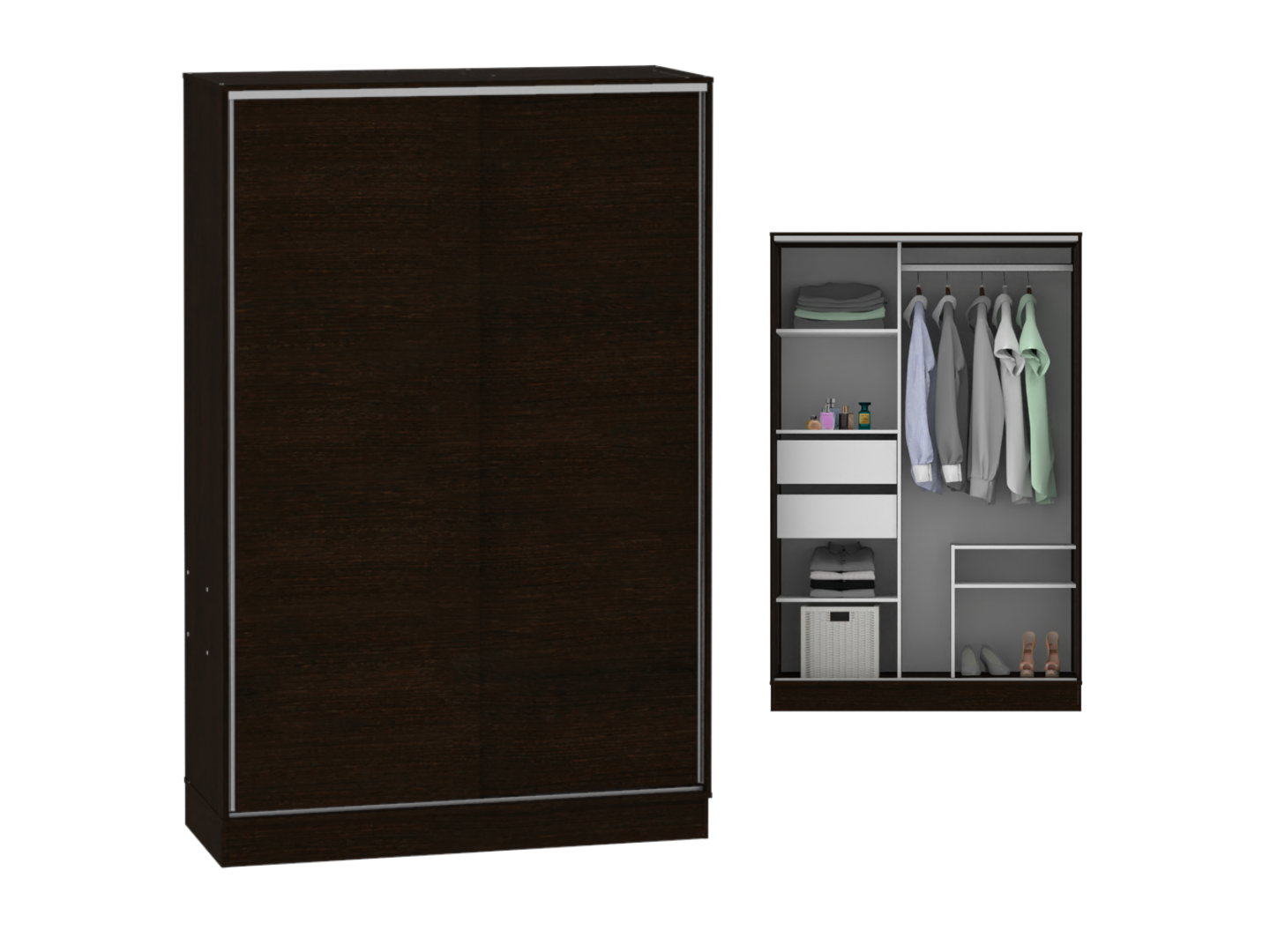 Placard 2 Puertas Corredizas 1,35 Mt Espacio Zapatos - Wengue