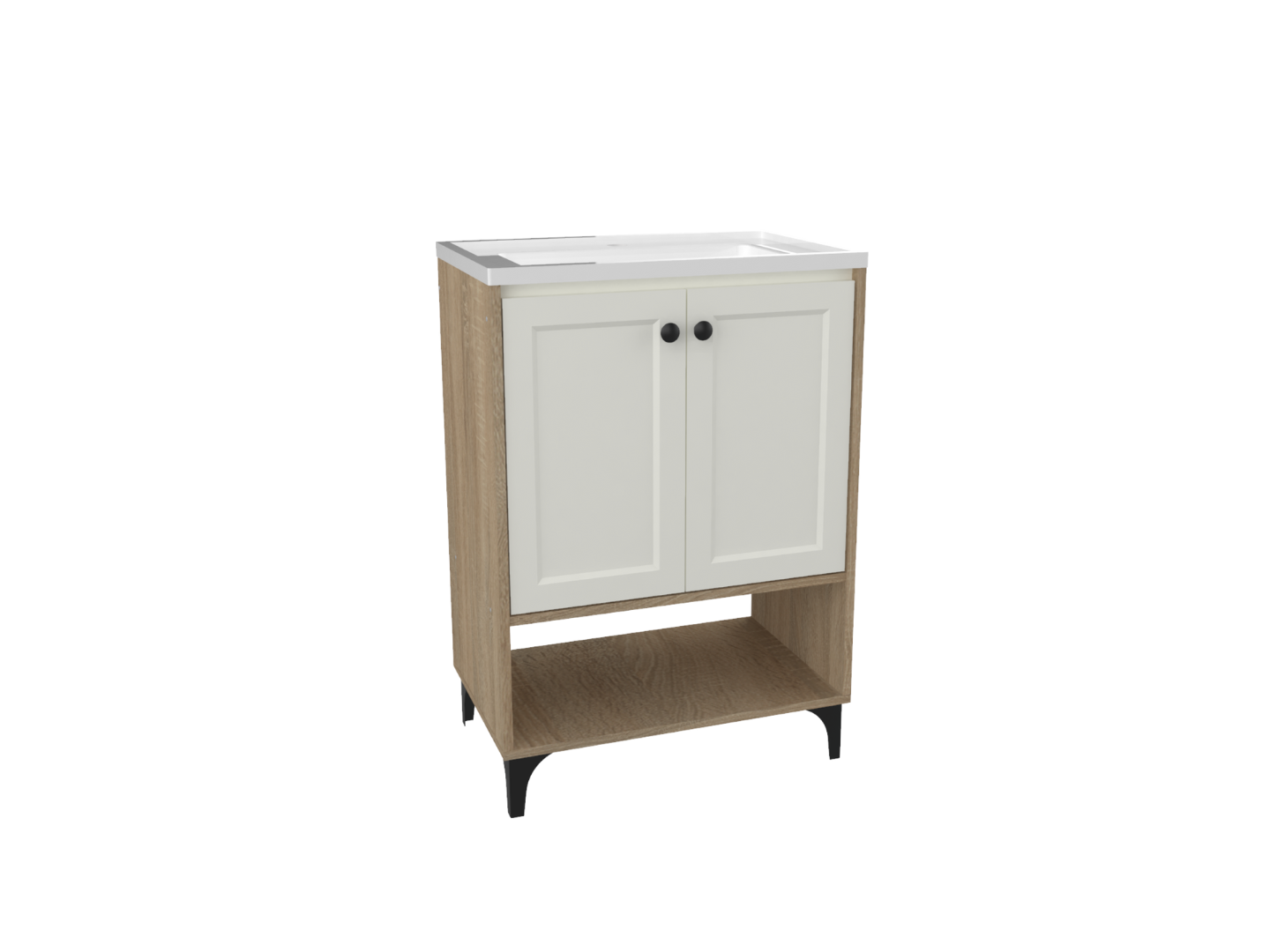 Vanitory 0.60 Mts Roble Bardolino / Blanco Laca