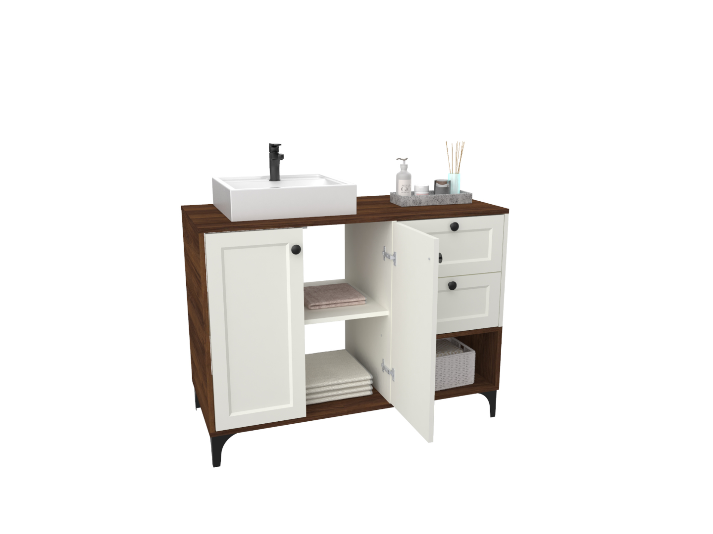 Vanitory 1 Mt Nogal Warmia / Blanco Laca