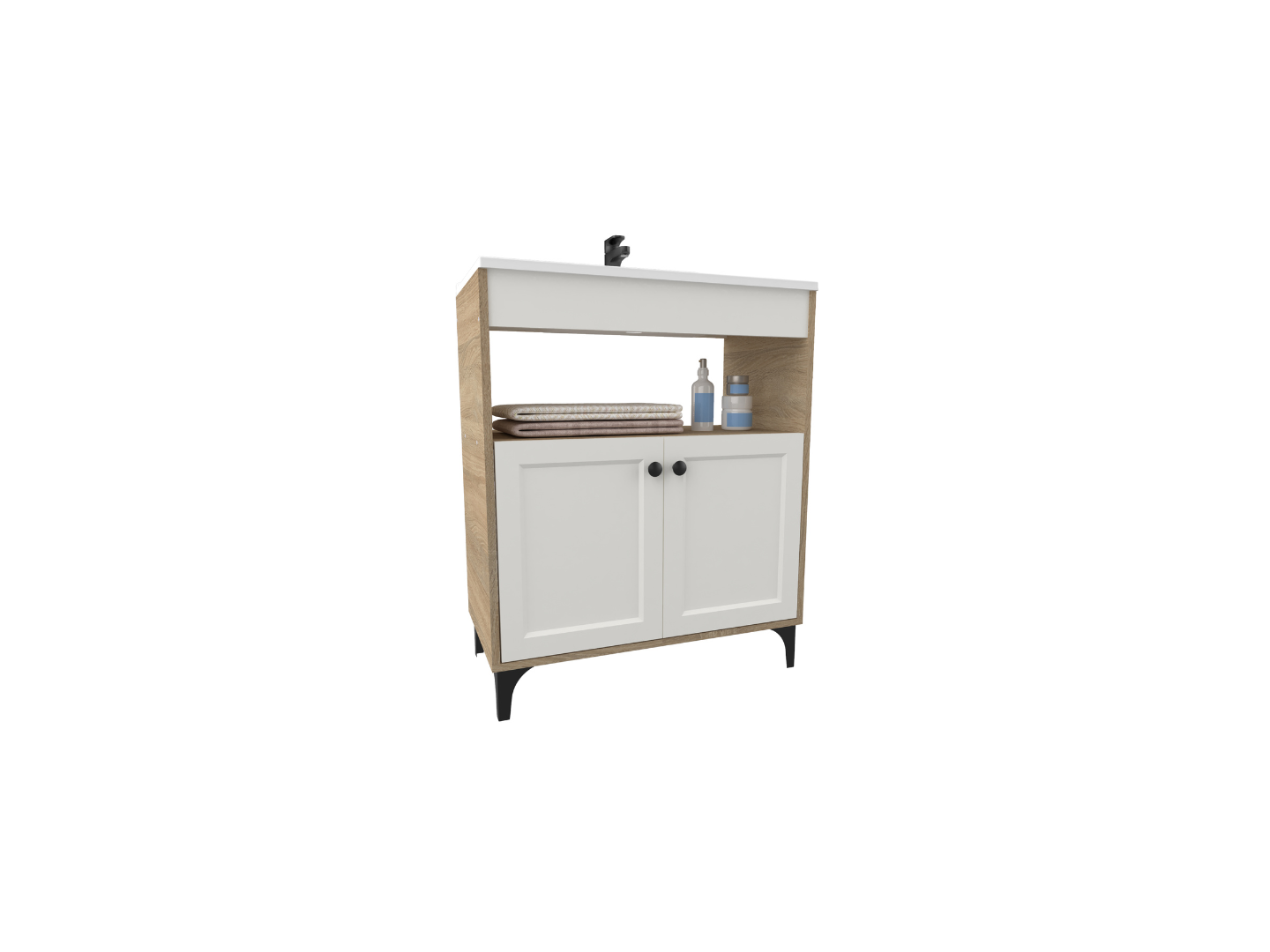 Vanitory 0.70 Mts Roble Bardolino / Blanco Laca