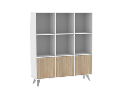 Modulo De 3 Cuerpos Y 3 Ptas Escandinavo Blanco con Roble