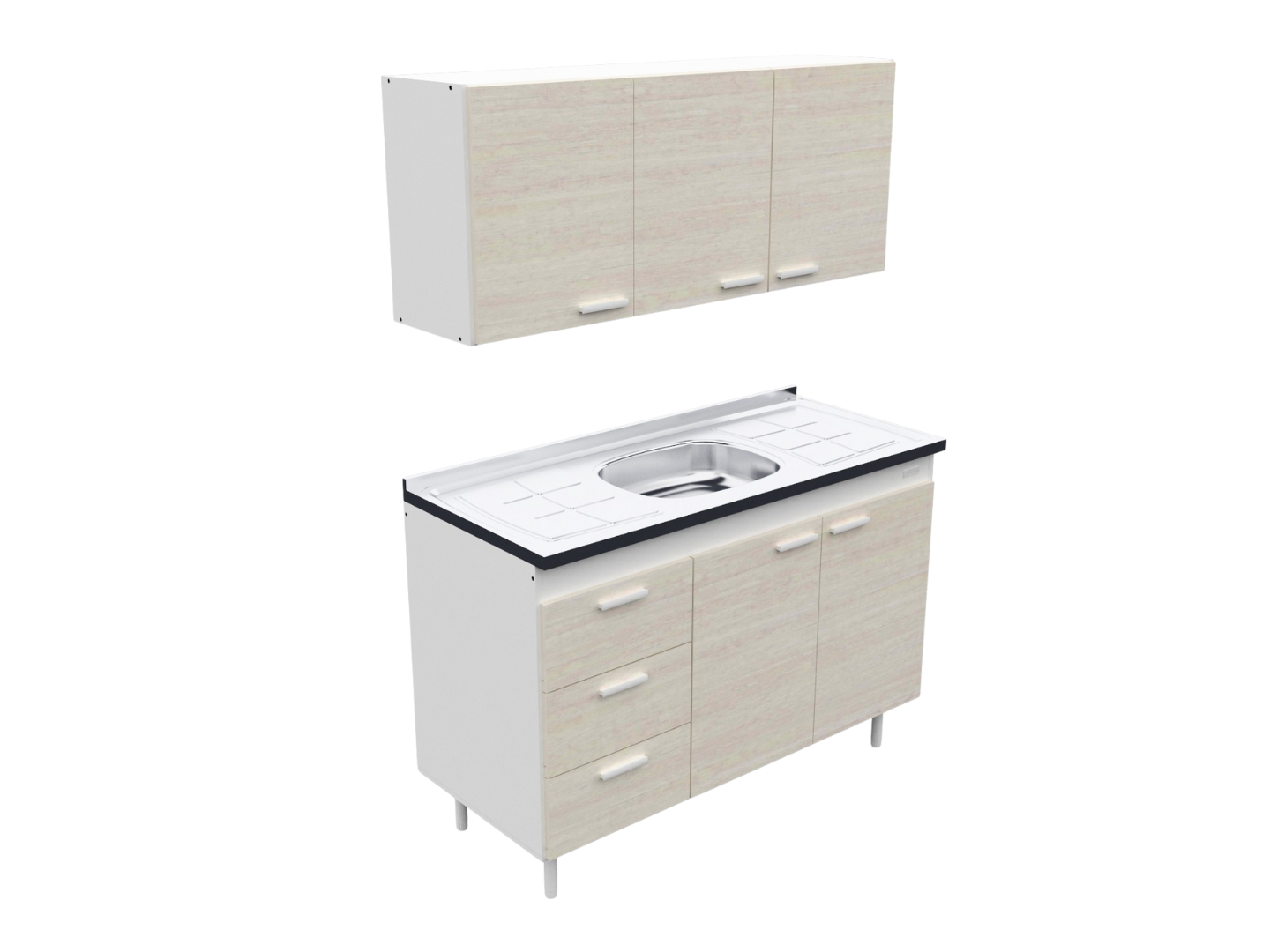 Combo 120 Mts Venezia con Bacha Central Inoxul