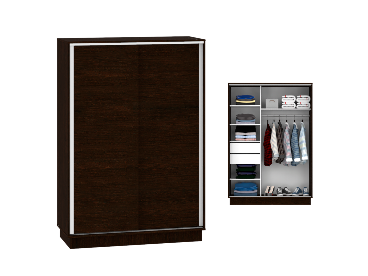 Placard 2 Puertas Corredizas 1,35 Mt De Ancho Wengue