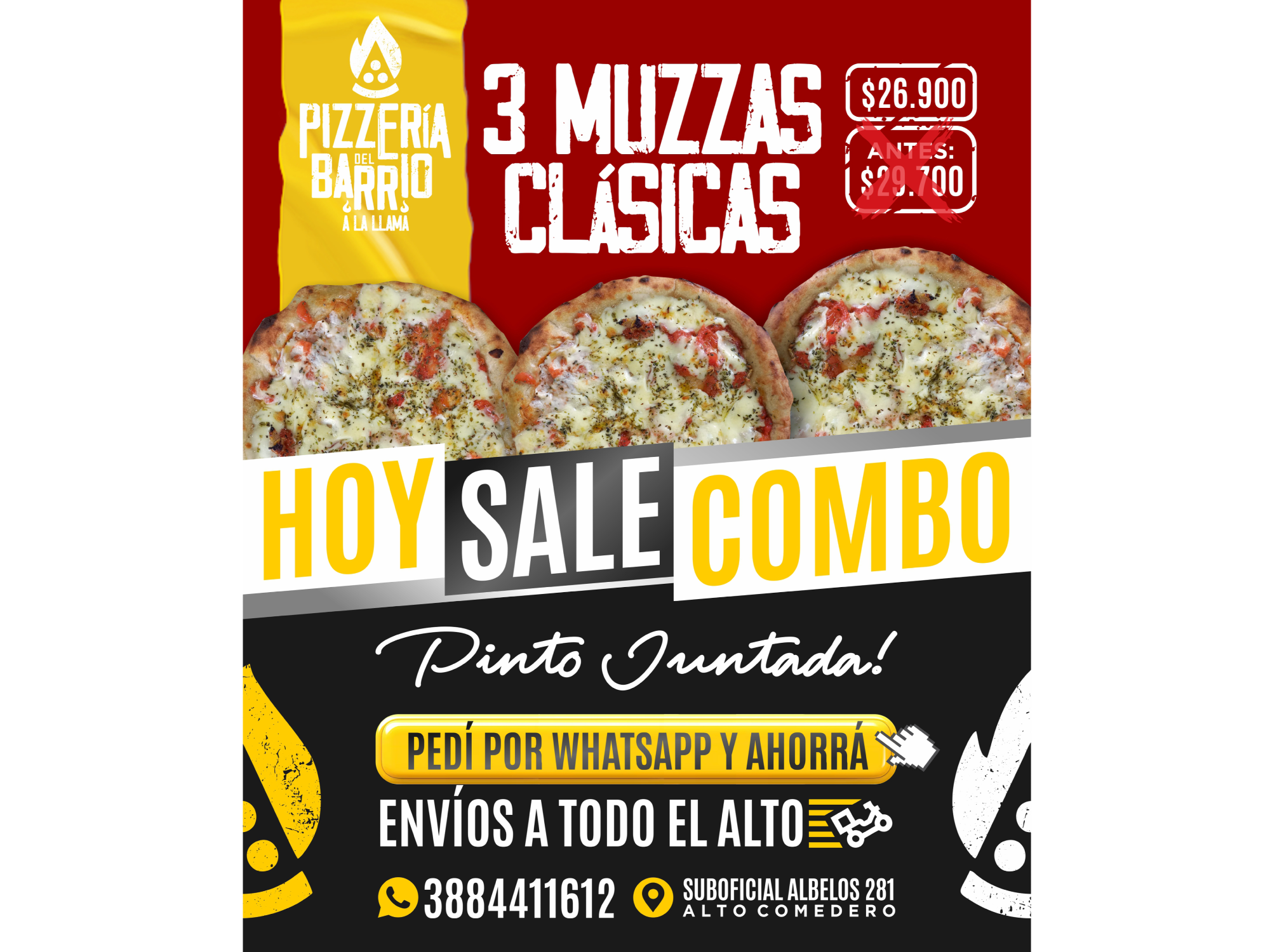 COMBO 3 Muzzas Clásicas