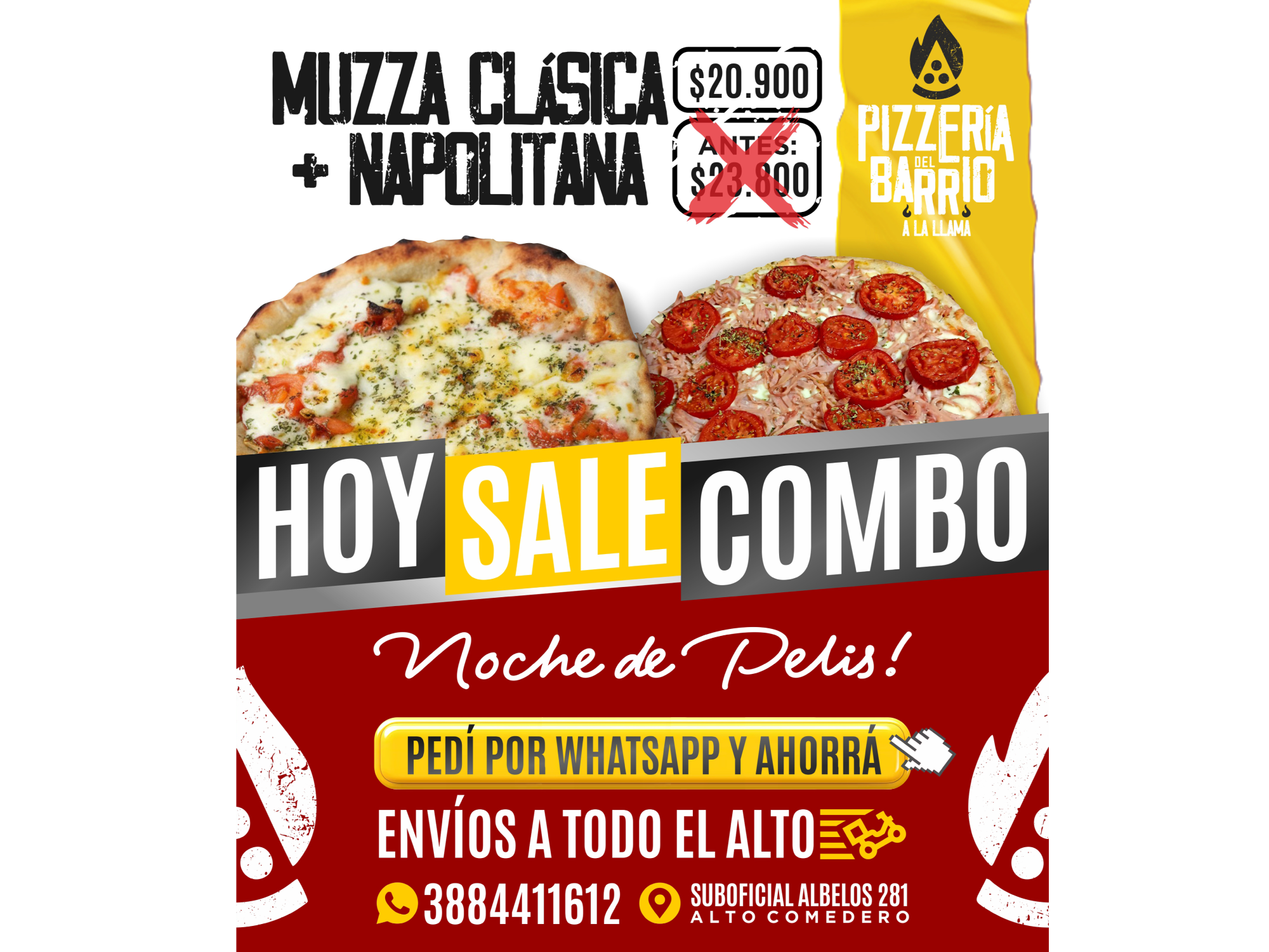 COMBO 1 Muzza Clásica +  1 Pizza Napolitana