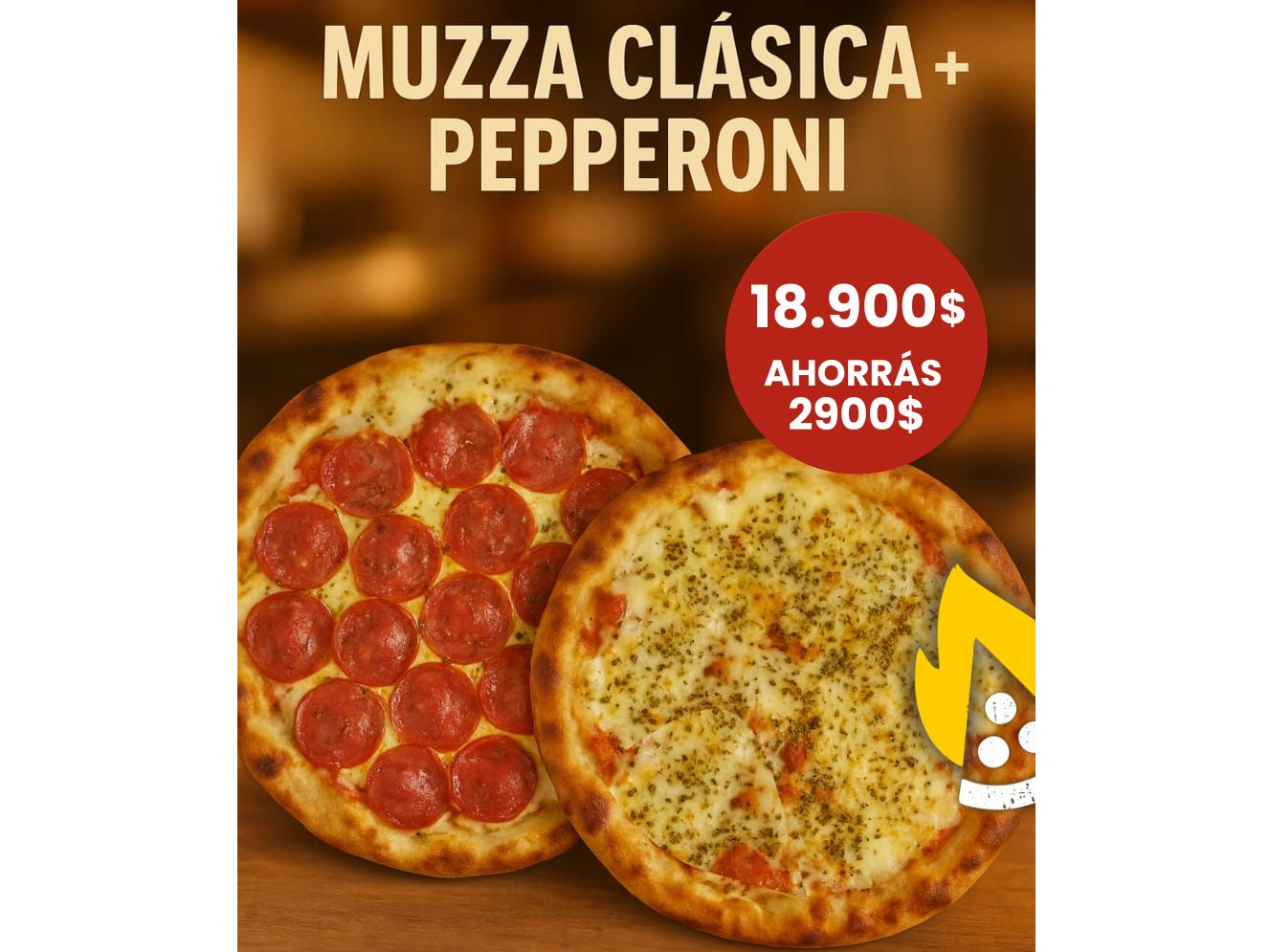 COMBO 1 Muzza Clásica + 1 Pepperoni