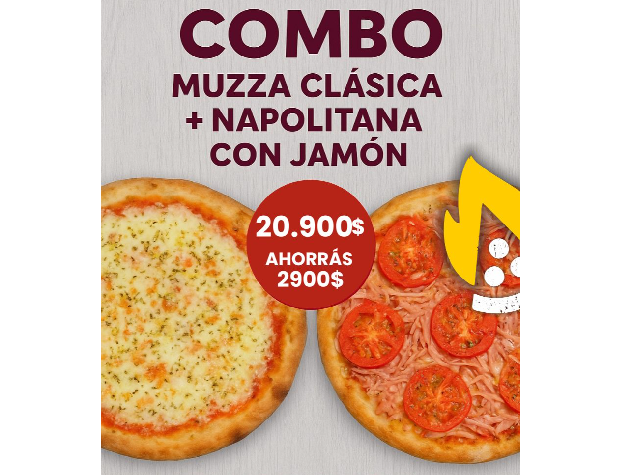 COMBO 1 Muzza Clásica +  1 Pizza Napolitana