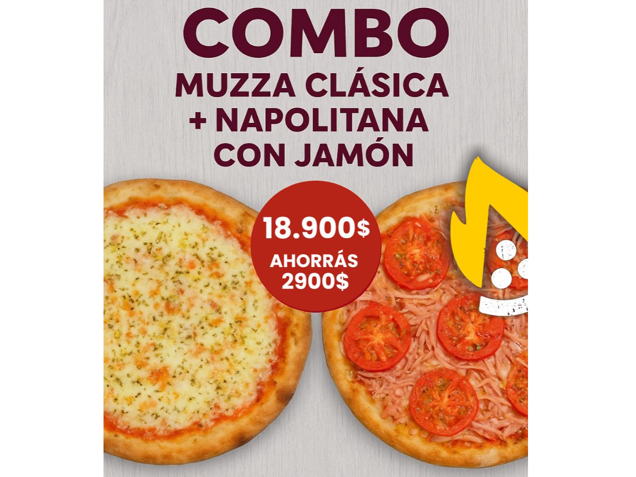 COMBO 1 Muzza Clásica +  1 Pizza Napolitana