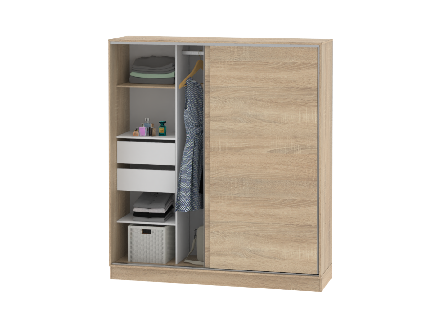 Placard 2 Puertas Corredizas 1,80 Mt Espacio Zapatos - Roble Kendal