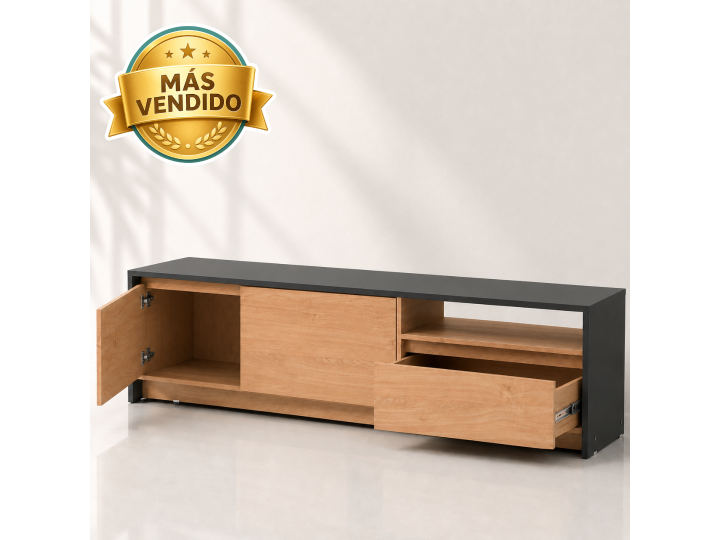 Rack TV NIZA 1,80Mt Gris - Roble Kendal