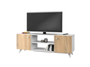 Rack De Tv Escandinavo Blanco con Roble