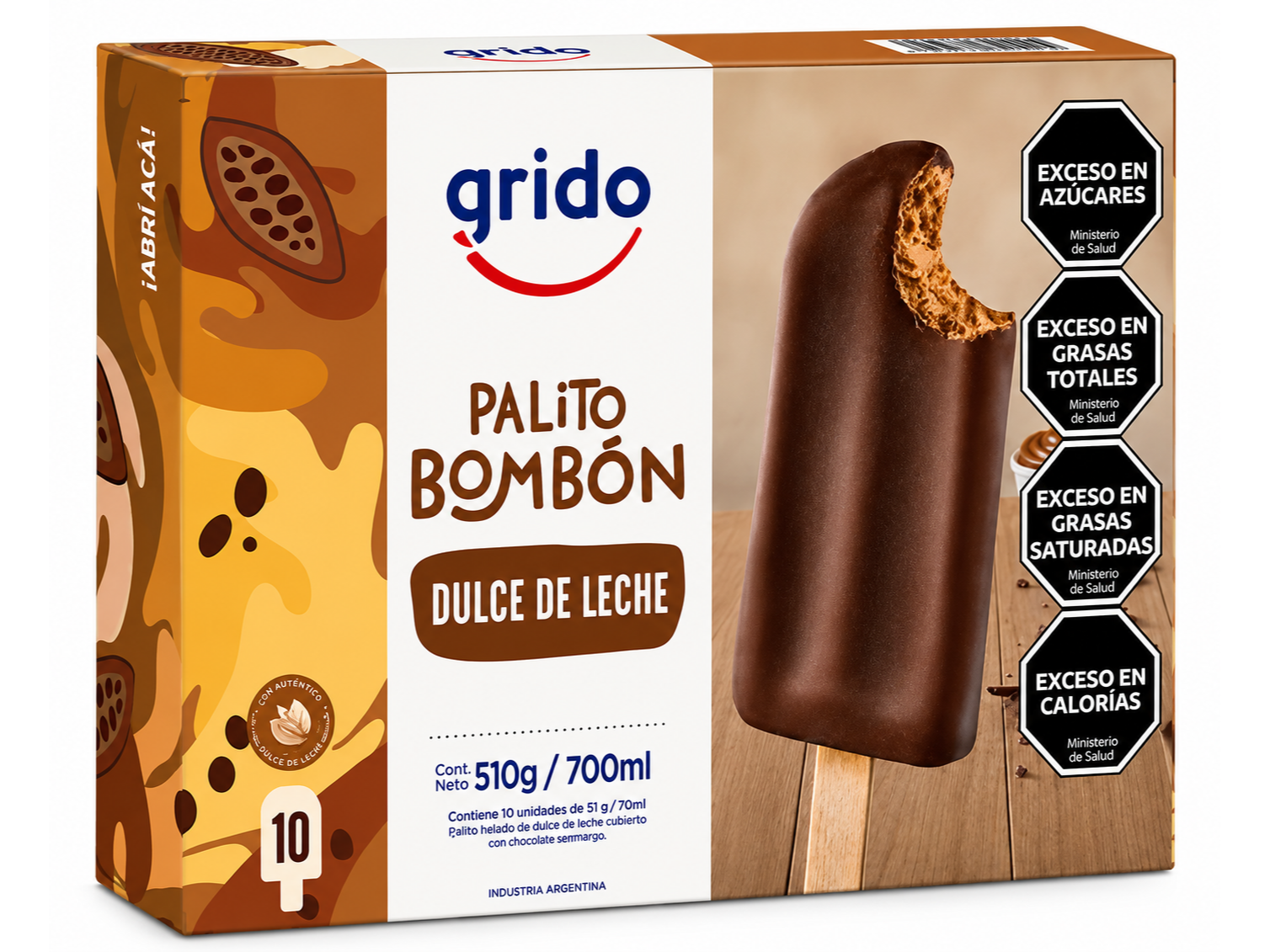 Caja palito bombón DULCE DE LECHE  X10u