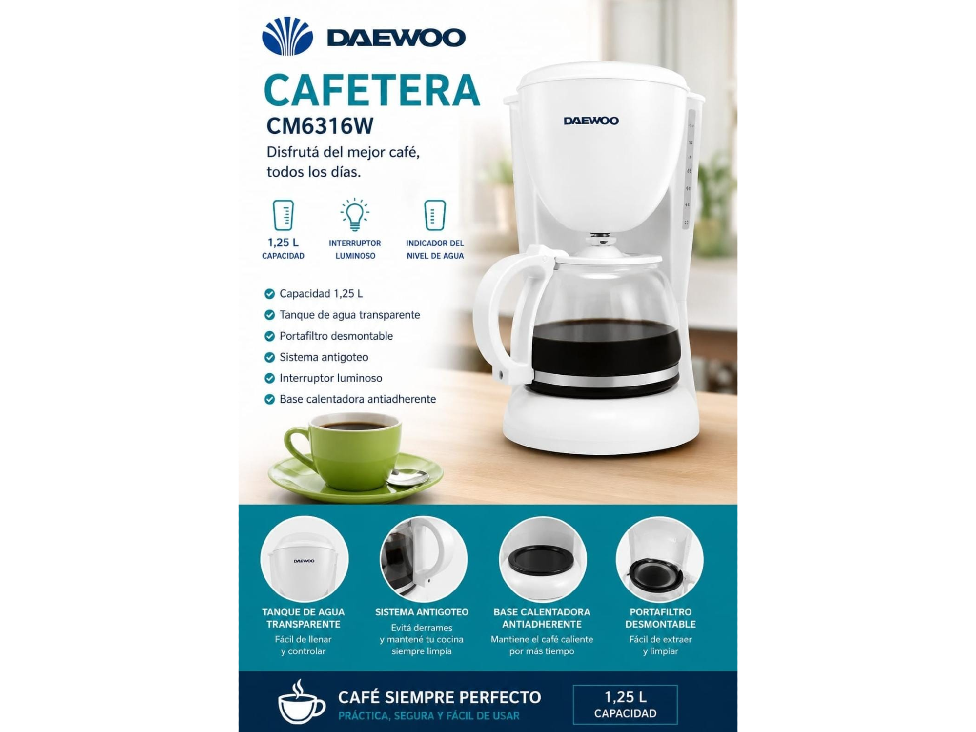 CAFETERA DAEWOO 1.25 LITROS