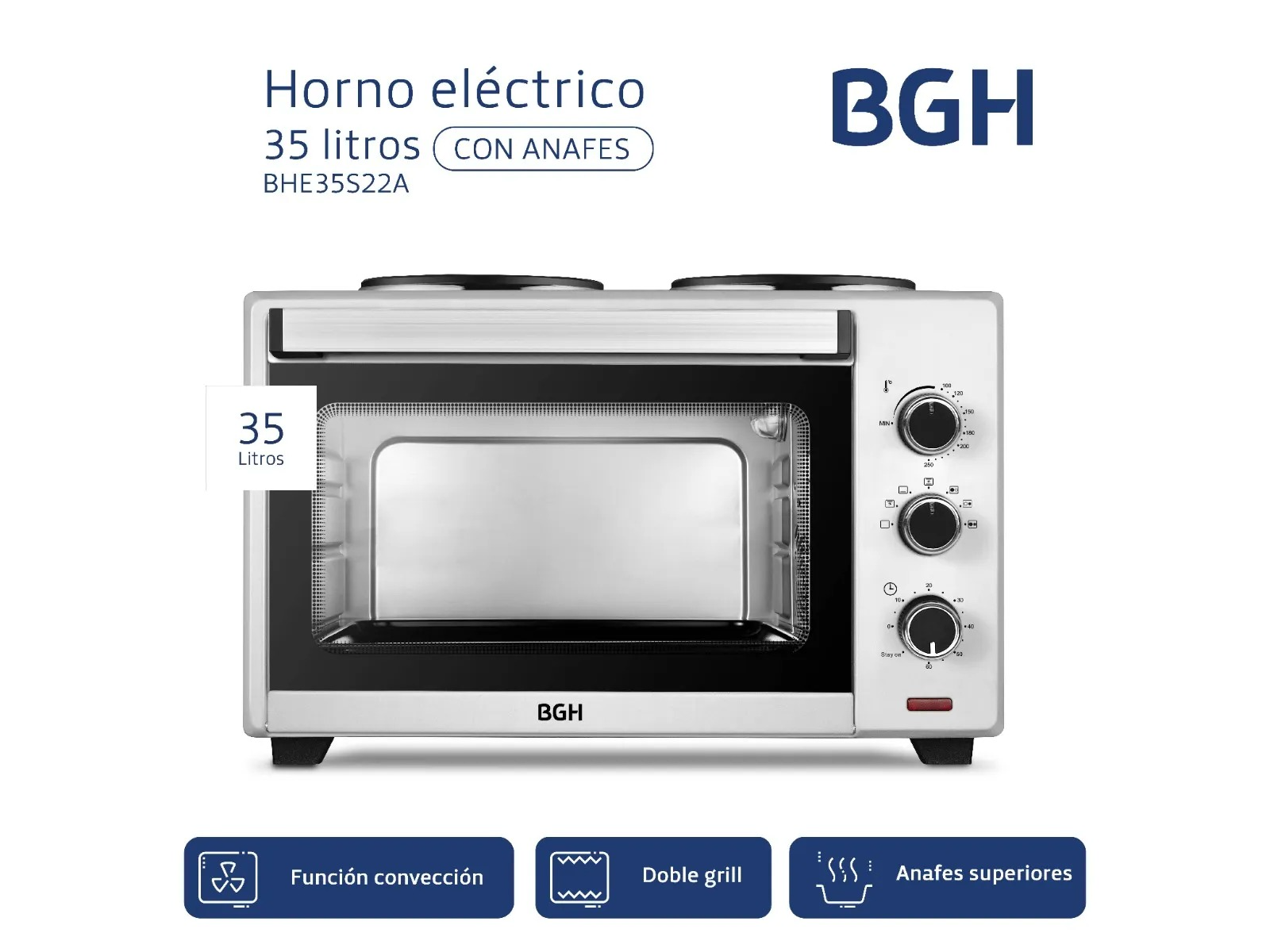 Hornito eléctrico BGH BHE35S22A 35 lt