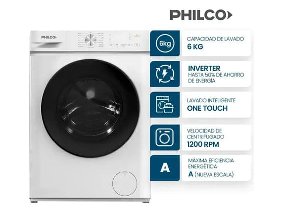 Lavarropas Philco 6 Kg Carga Frontal Inverter Blanco
