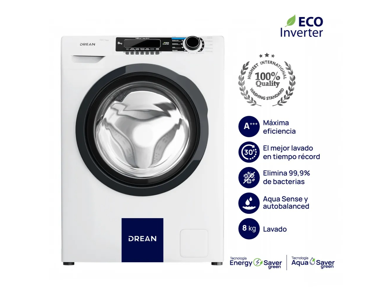 LAVARROPA AUTOMÁTICO DREAN 8 KG 1400REV