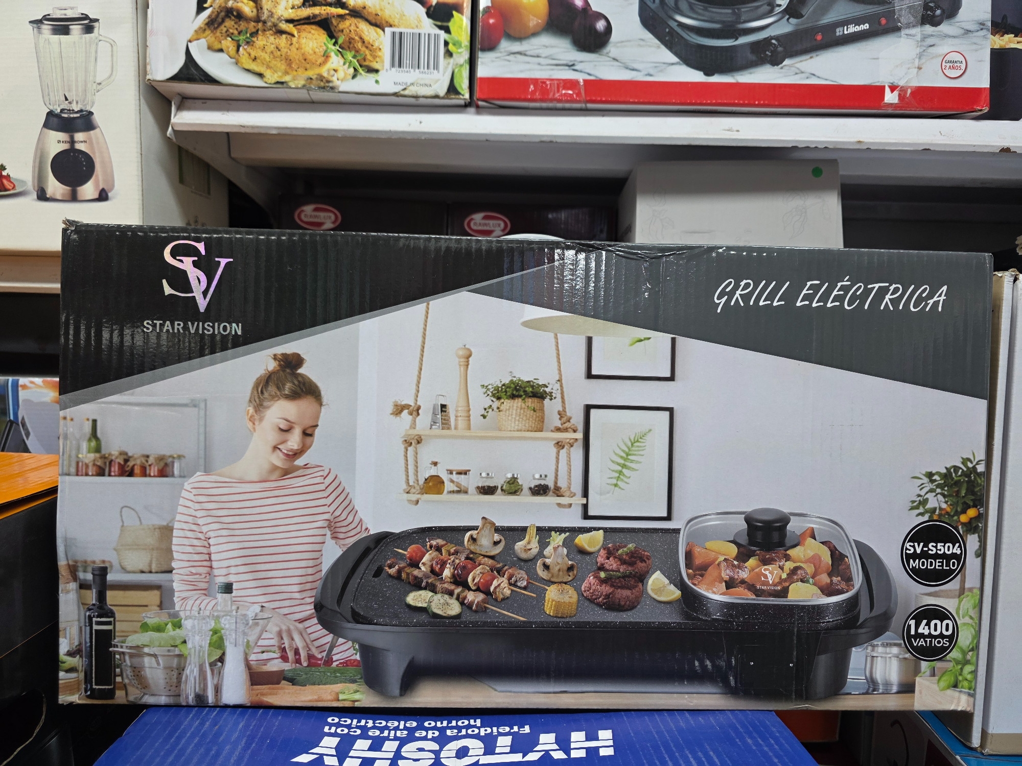 Parrilla electrica con olla y grill star vision