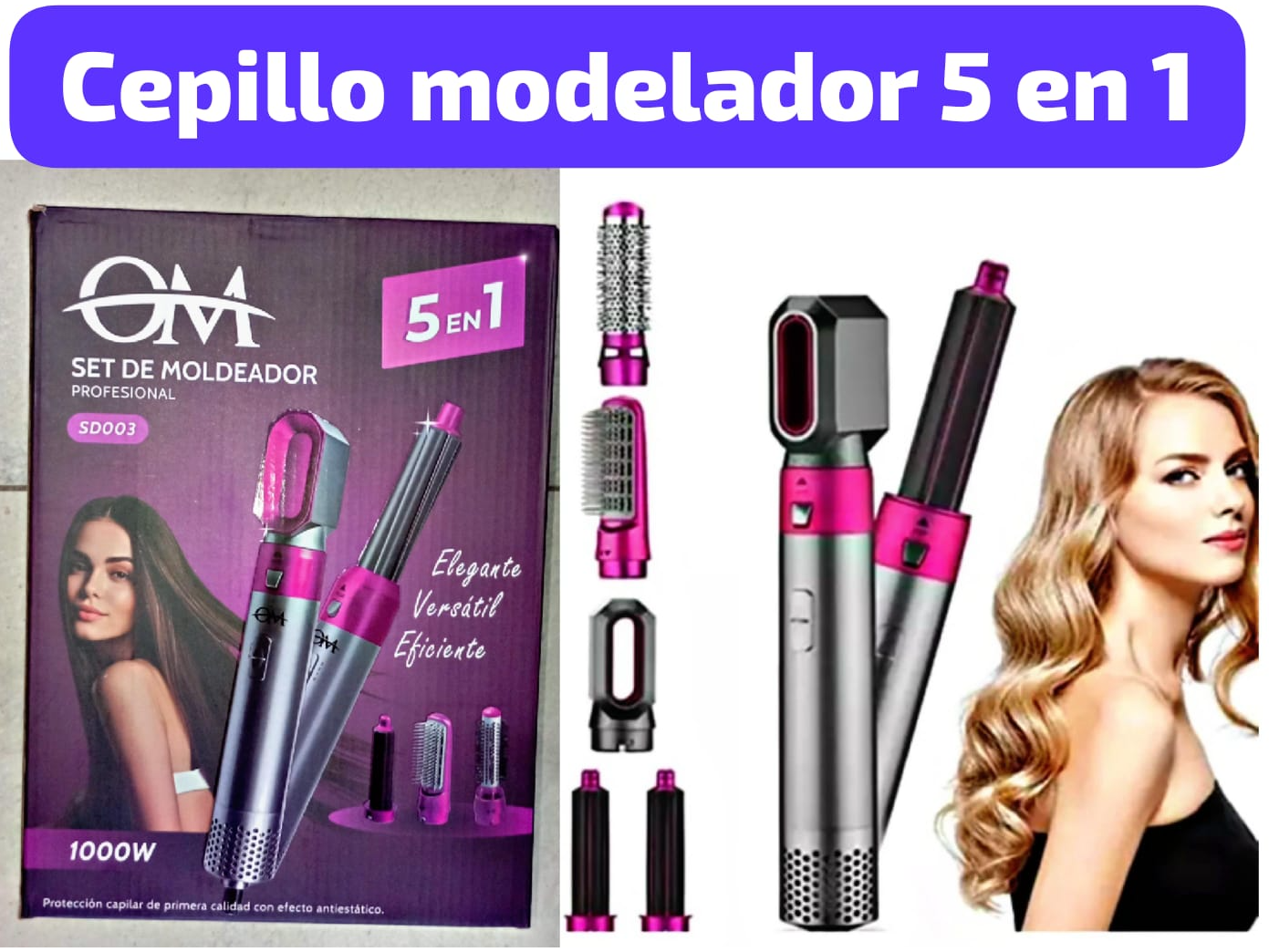 CEPILLO MODELADOR RIZADOR 5EN1 om
