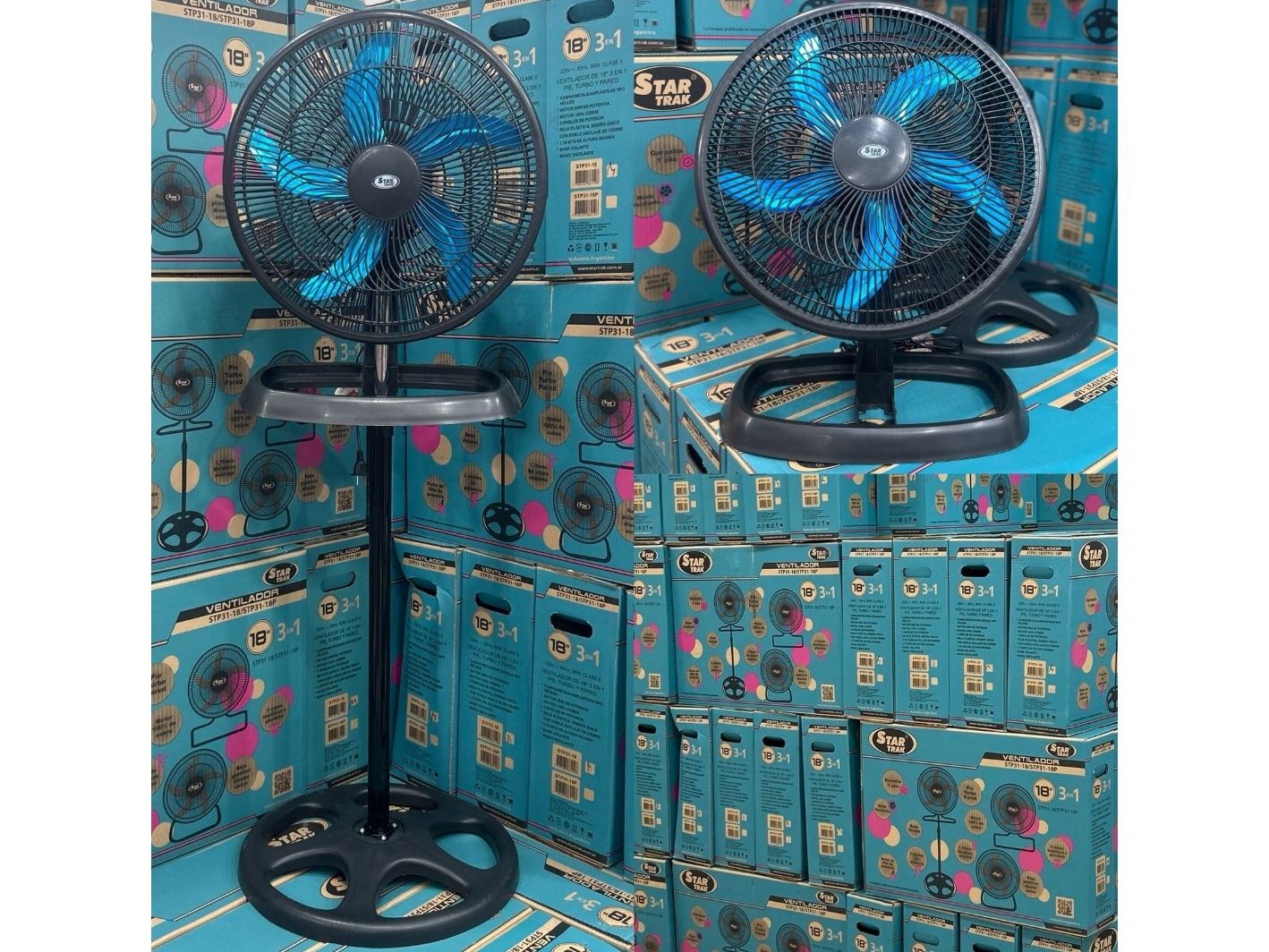 VENTILADOR 18" PALETAS METÁLICAS STAR TRAK 3 EN 1