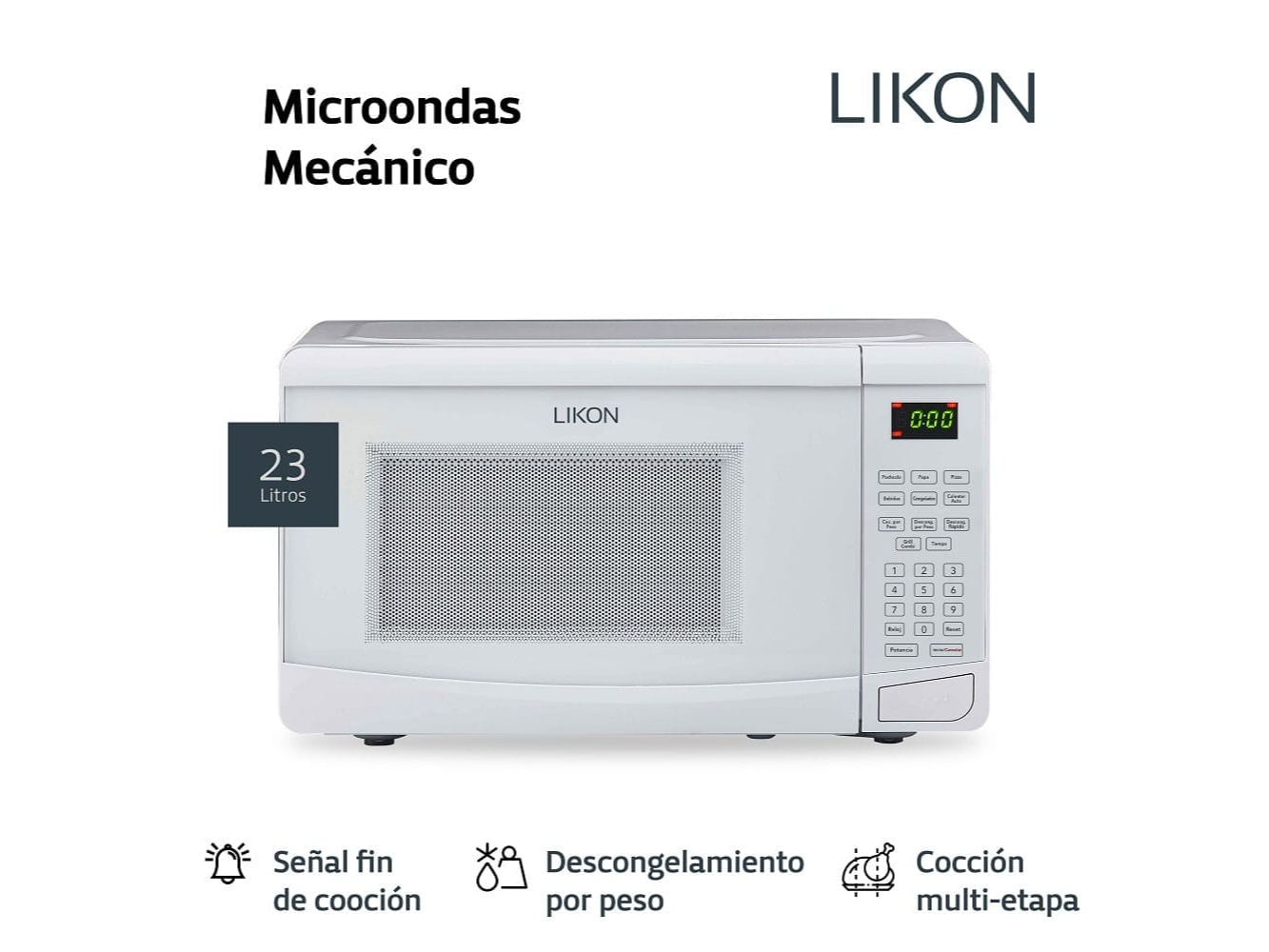 MICROONDAS LIKON 23 LITROS CON GRILL
