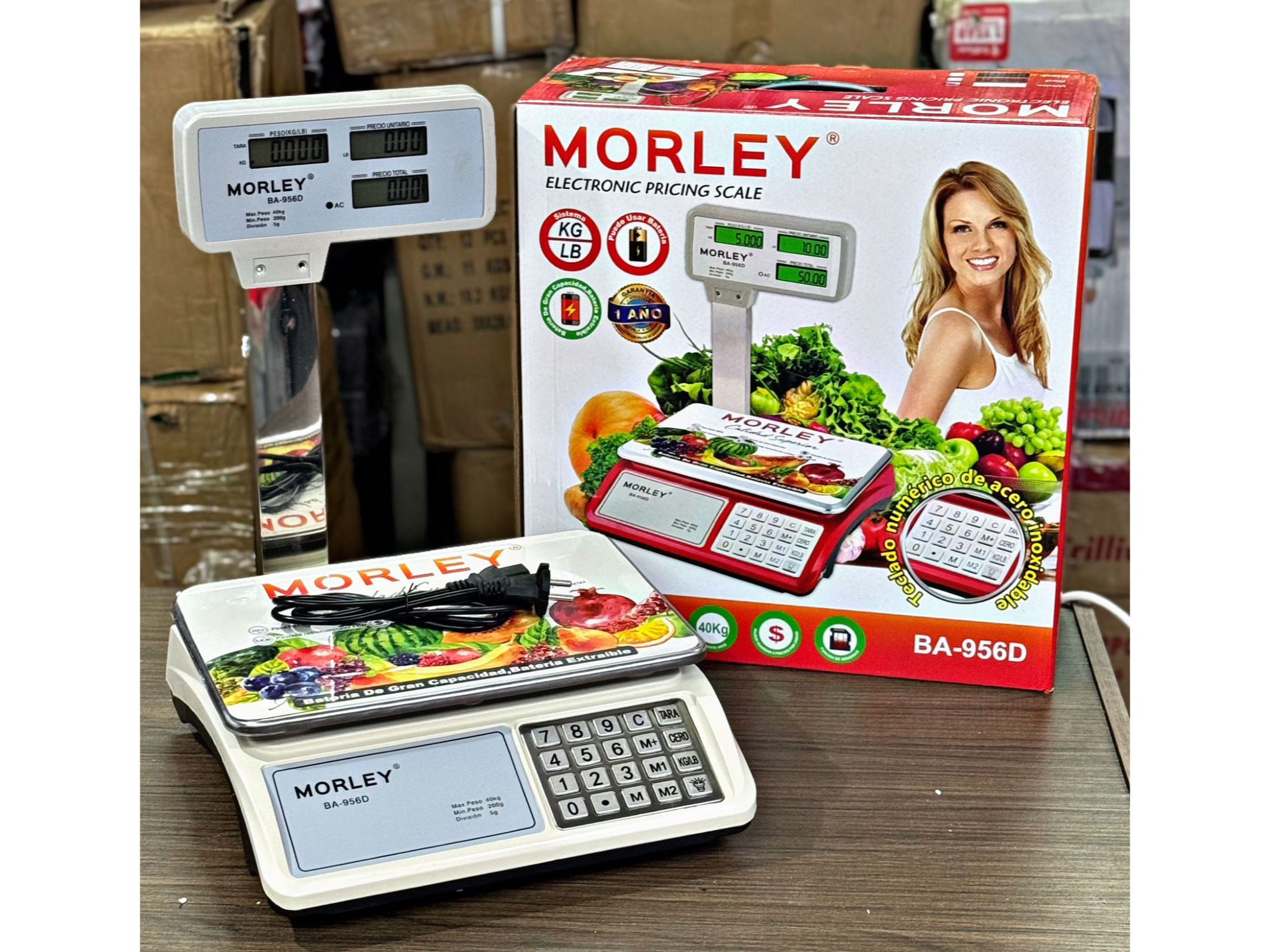 BALANZA COMERCIAL CON MÁSTIL MORLEY* ⚖️💥 🥇BALANZA DE BUENA CALIDAD  💥Pesa hasta 40kg 🌟Podes poner hasta 5 dígitos como precios. Etc 📟Visor de ambos lados ✨Batería interna recargable 🔌Cable conexion a 220v