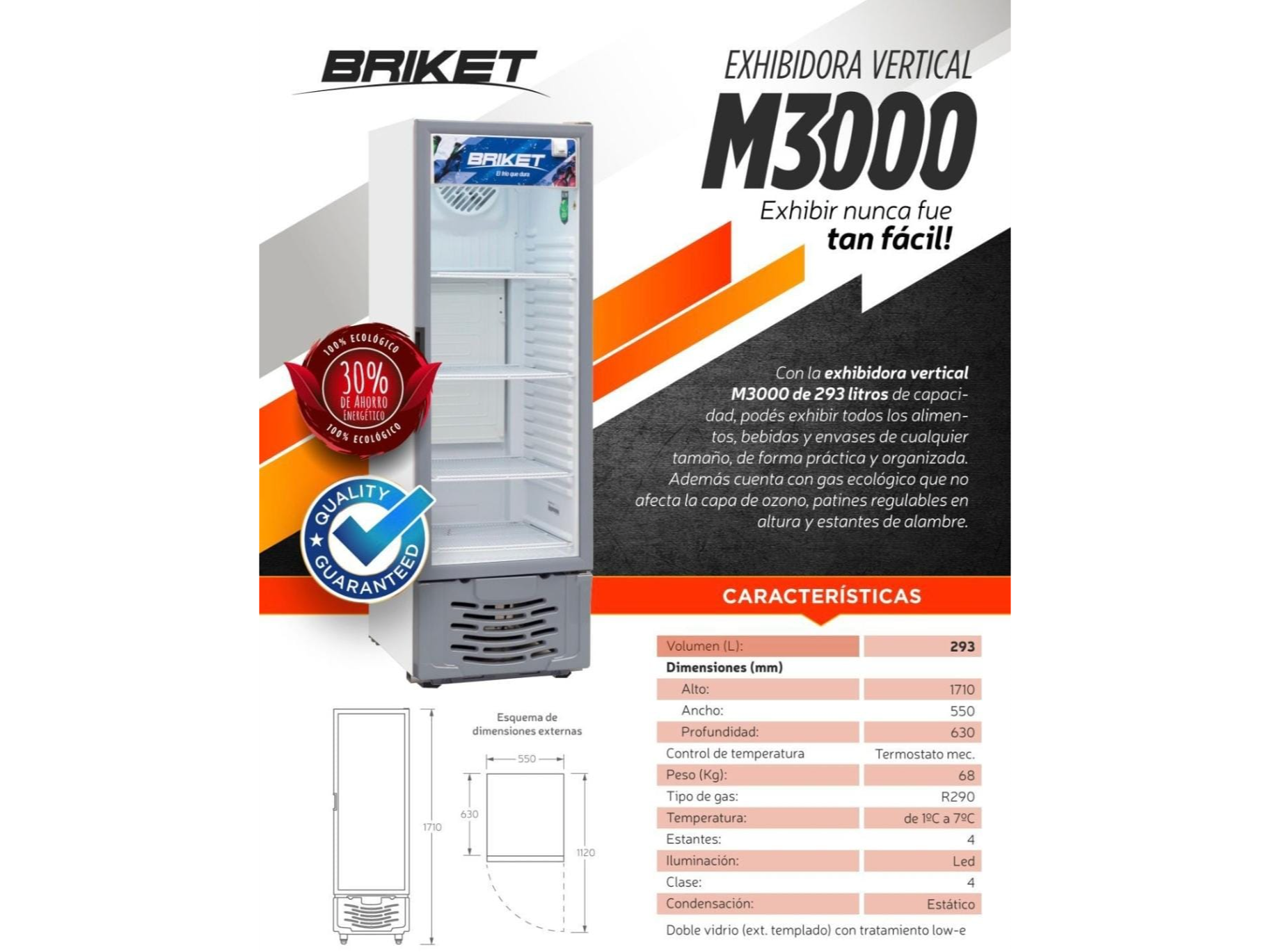 HELADERA BRIKET DE 300 LITROS