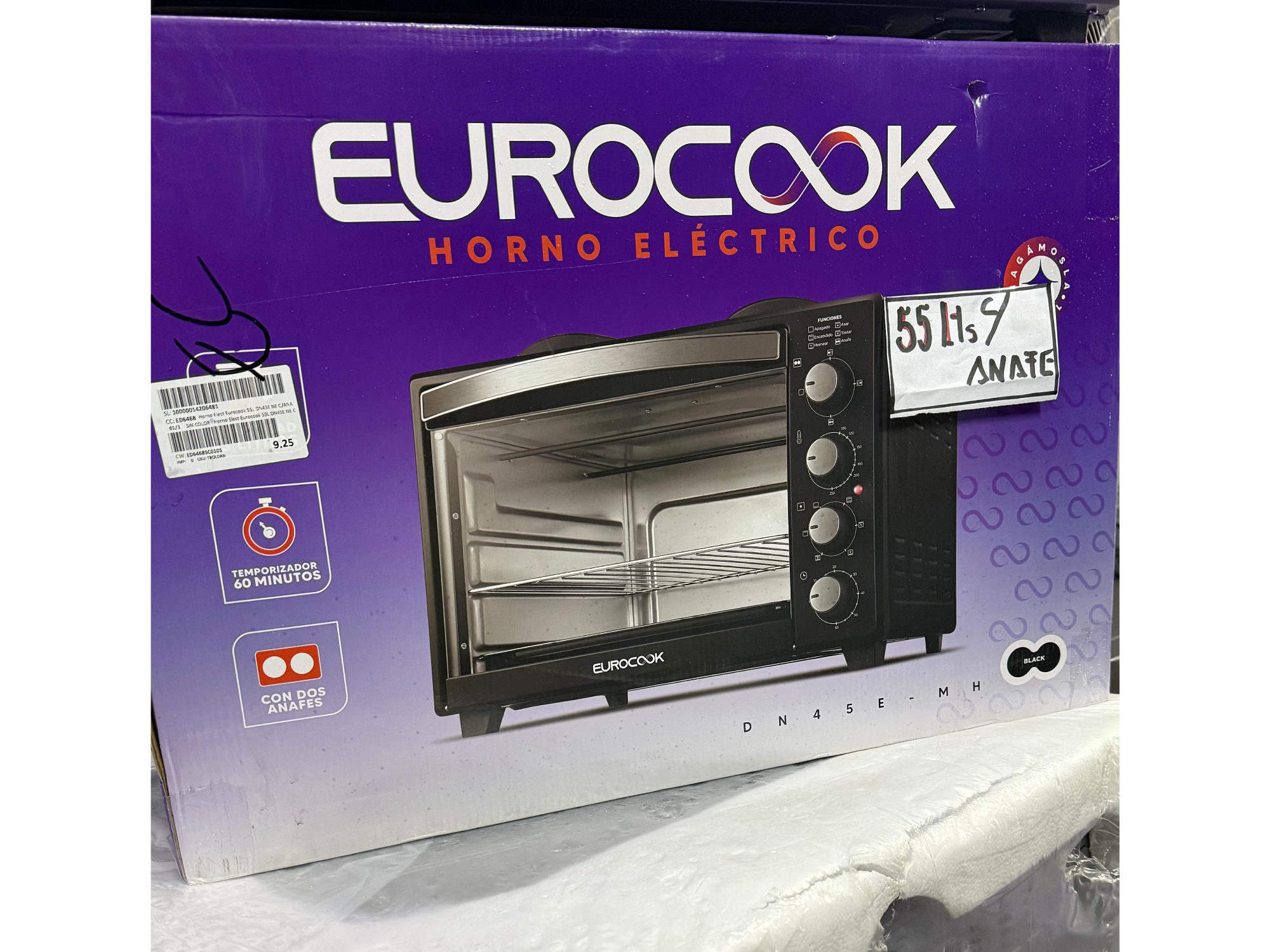 Horno con anafe 55 litros