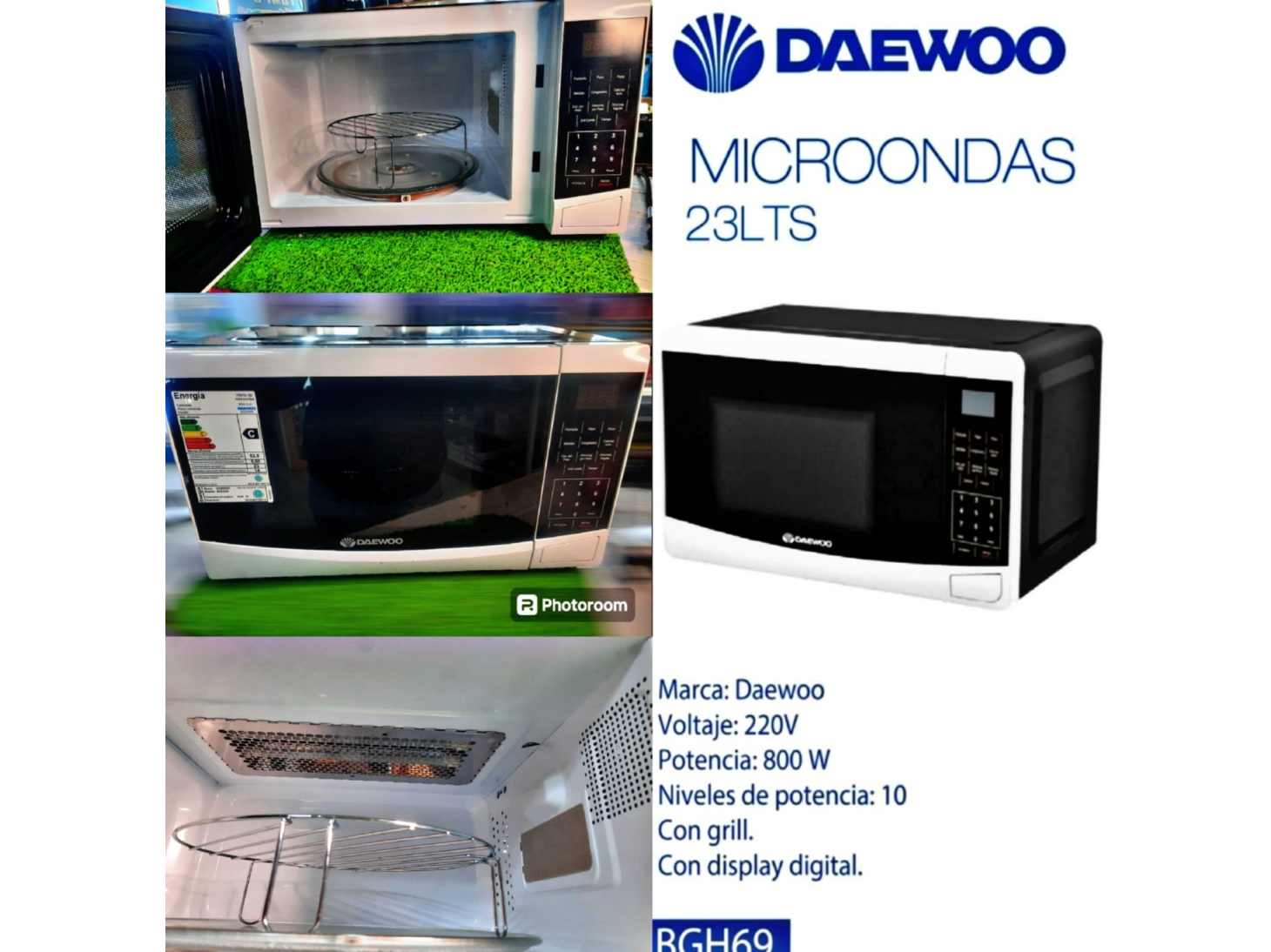 MICROONDAS DAEWOO CON GRILL DE 23 LITROS