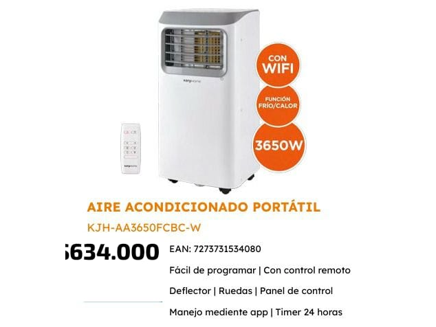 Aire portatil kanji home 3650w
