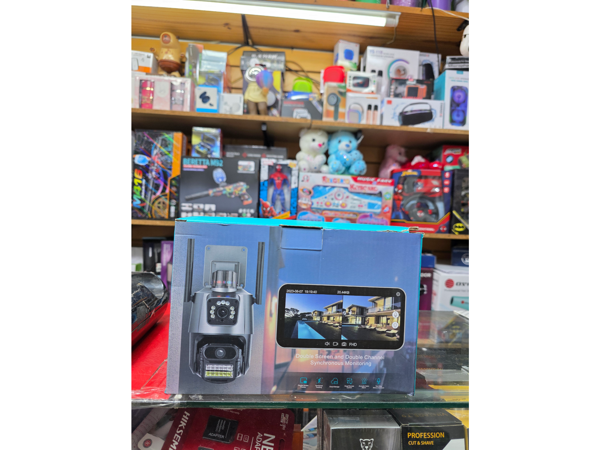 Camara de seguridad a  360 con sirena y doble camara