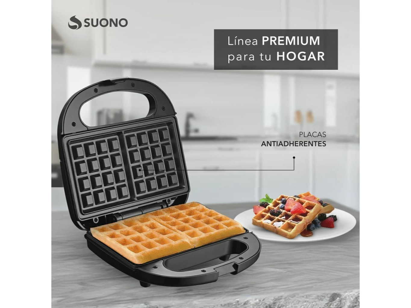 ✨ *Waflera Cuadrada SUONO 750W (HOG0227NE)* ✨🧇