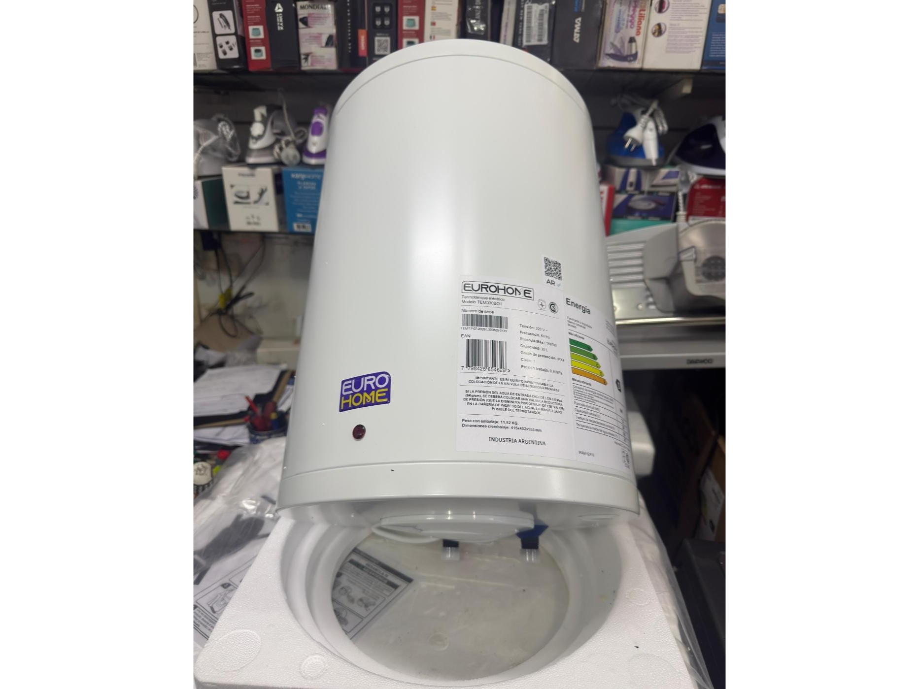 TERMOTANQUE ELECTRICO EURO HOME DE 30 LITROS