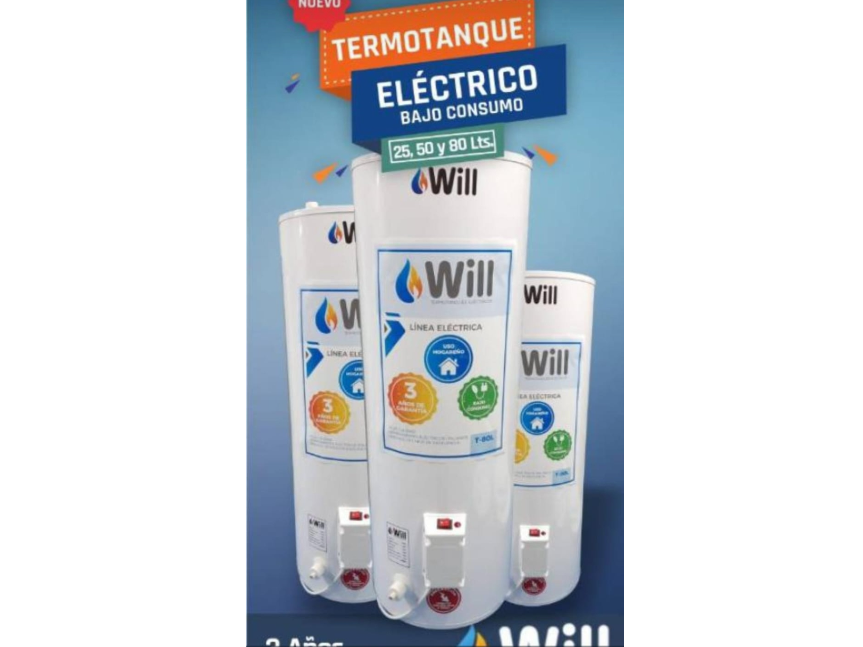 TERMOTANQUE WILL DE 100 LITROS ELECTRICOS