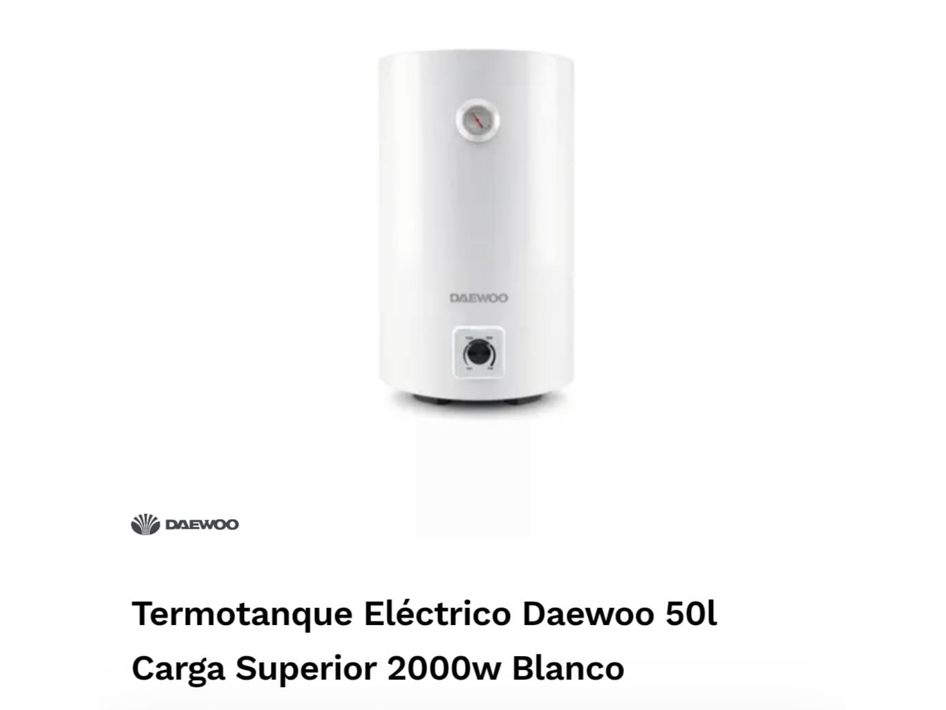 TERMOTANQUE DAEWOO DE 50 LITROS CARGA SUPERIOR