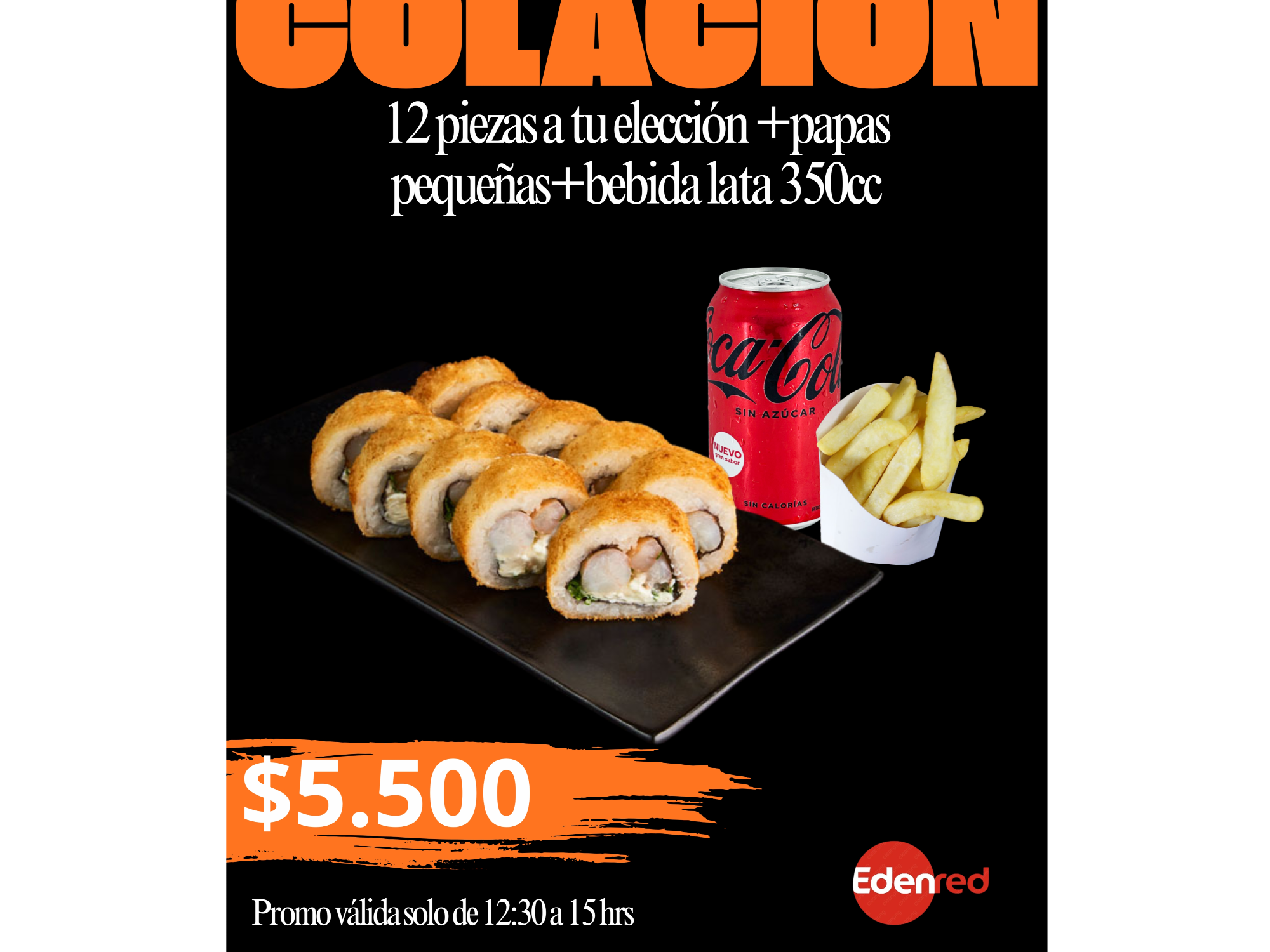 12 piezas + PAPAS PEQUEÑAS+1 BEBIDA