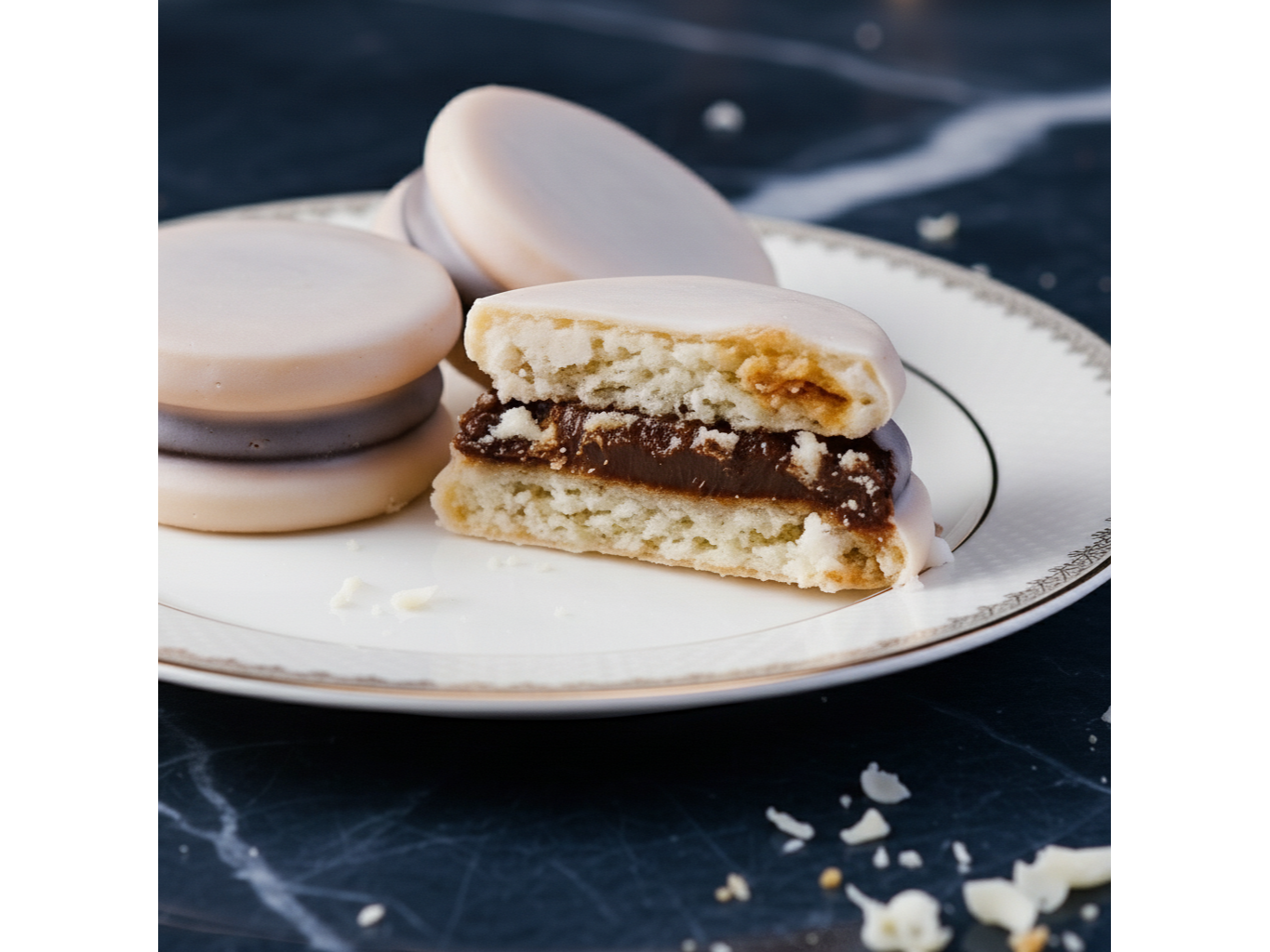 Alfajores de Chocolate Blanco por kg.