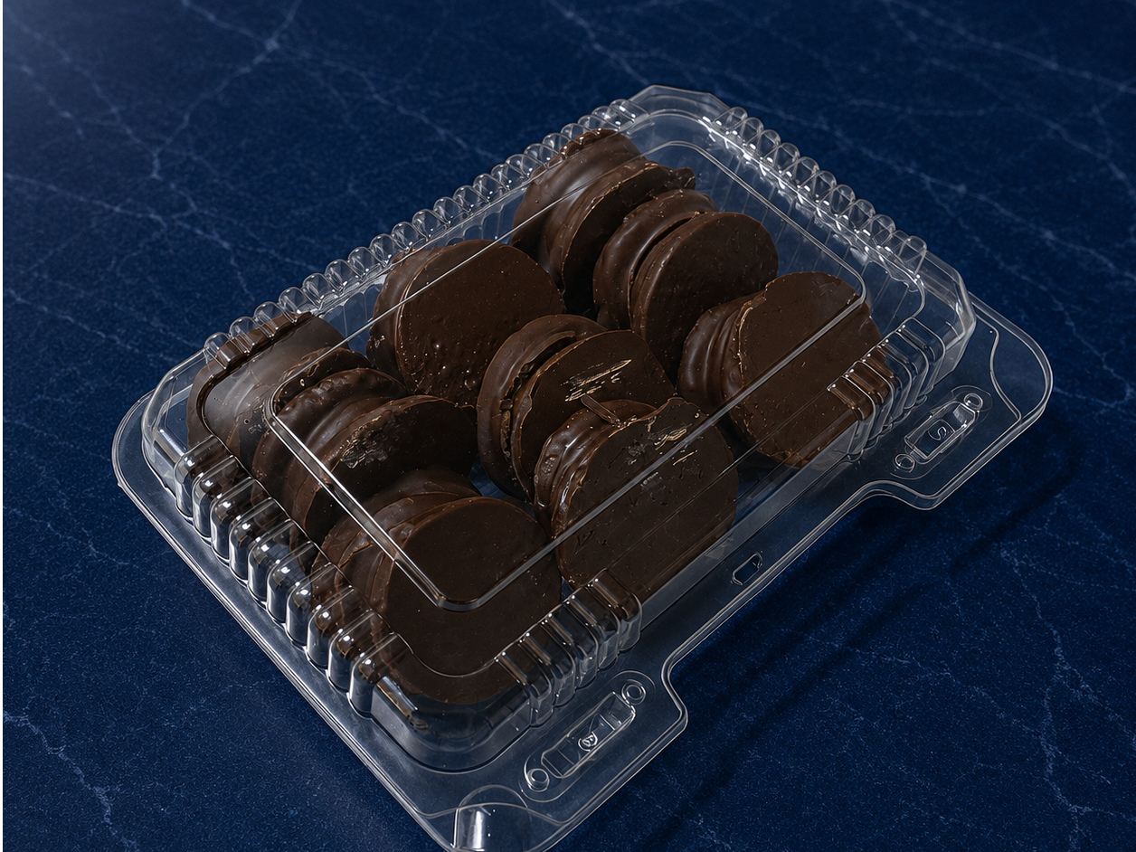 Alfajorcitos de Chocolate negro, en blister de 350 g.