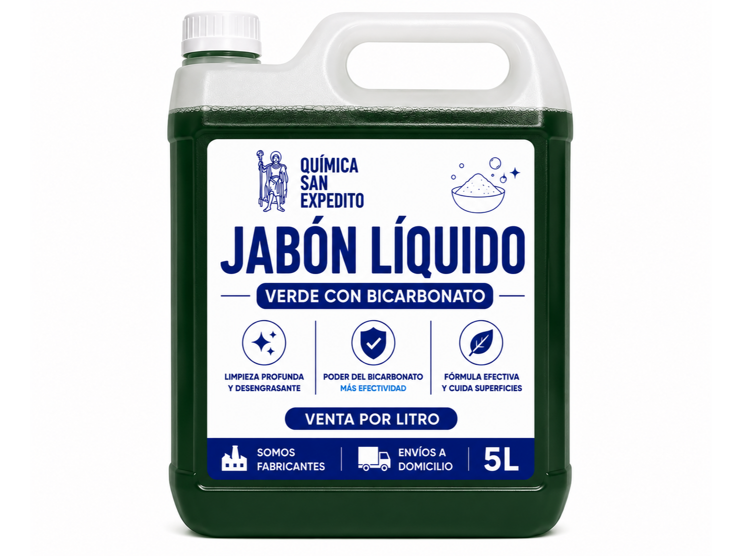 Jabón líquido verde con bicarbonato