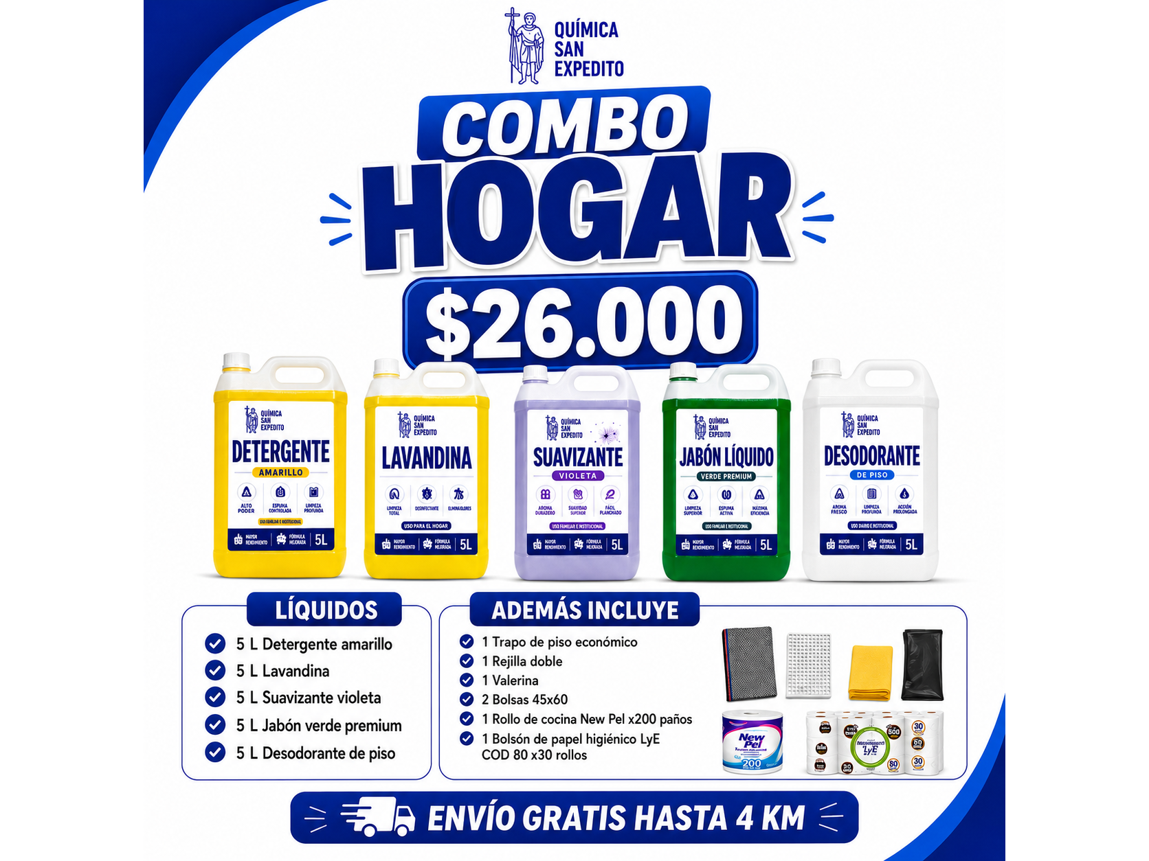 Combo Hogar – 25 Litros + Artículos de Limpieza